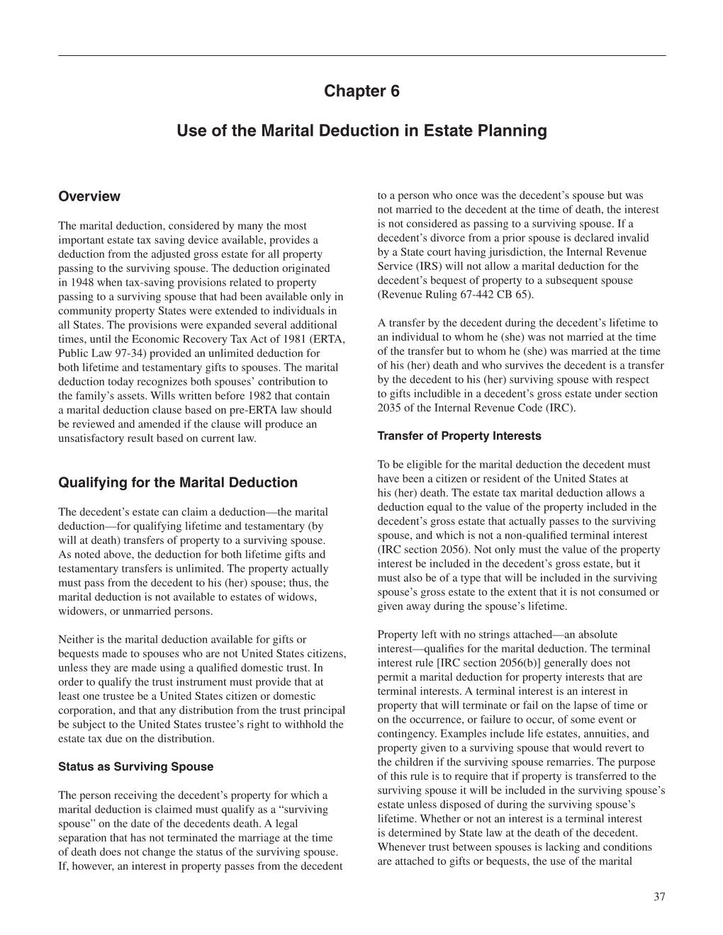 Chapter 6 Use of the Marital Deduction in Estate Planning