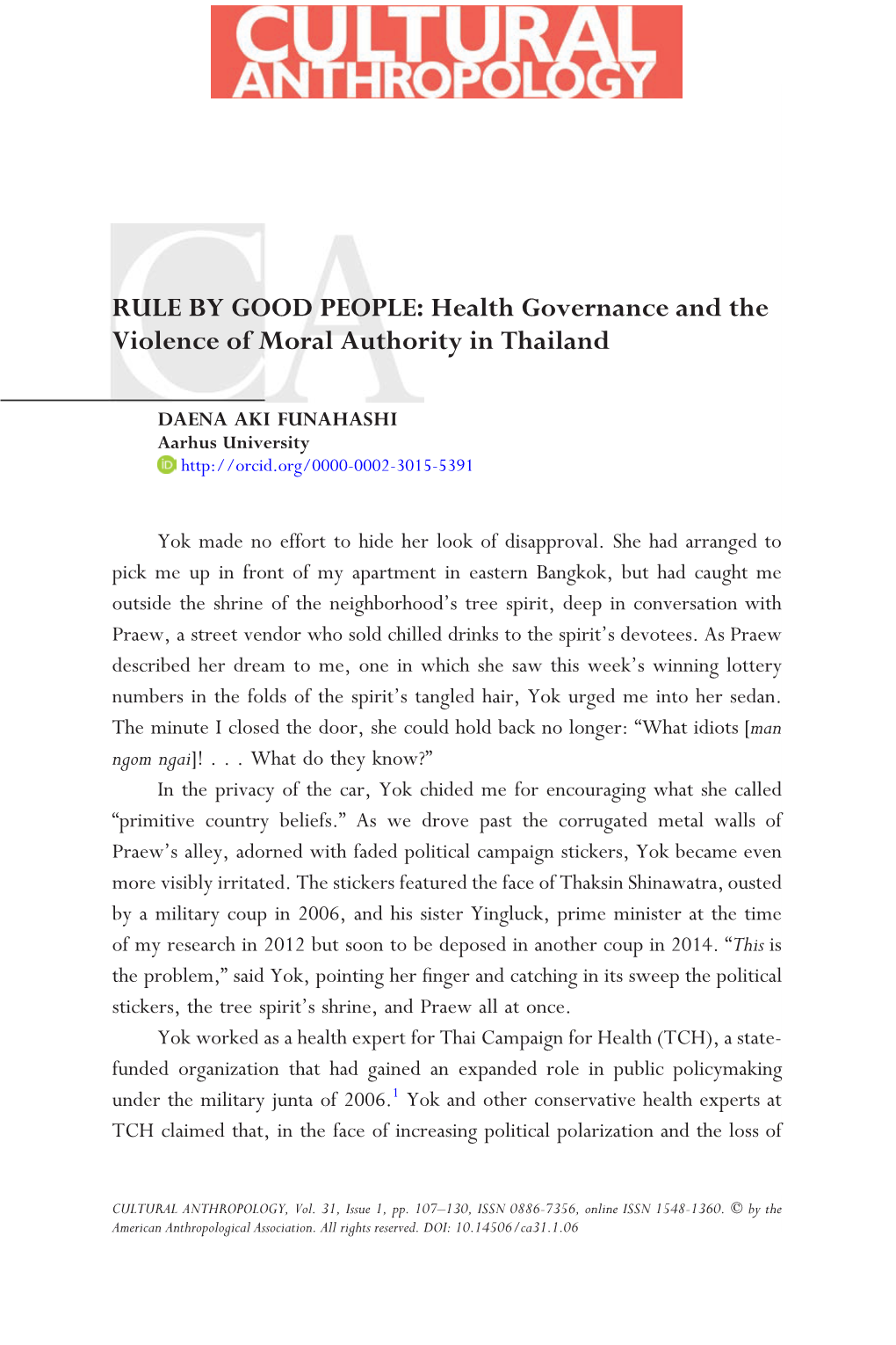 Health Governance and the Violence of Moral Authority in Thailand