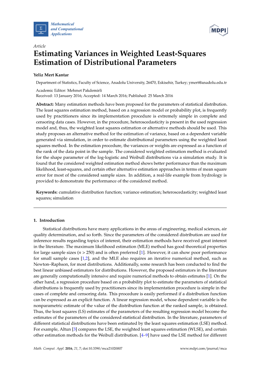 Estimating Variances in Weighted Least-Squares Estimation of Distributional Parameters