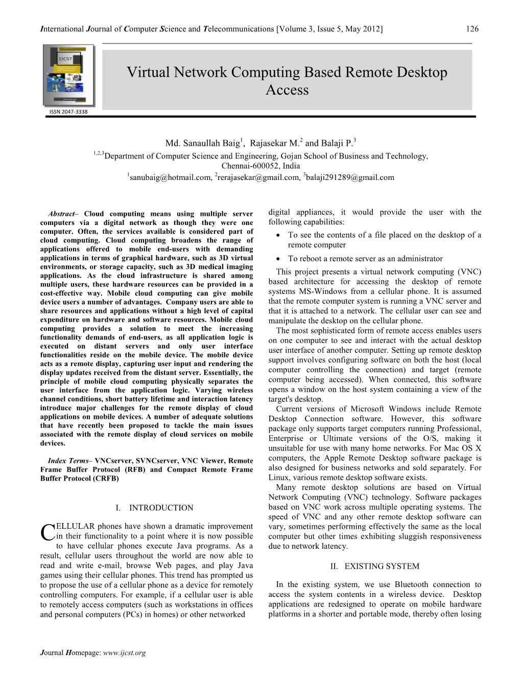 Virtual Network Computing Based Remote Desktop Access