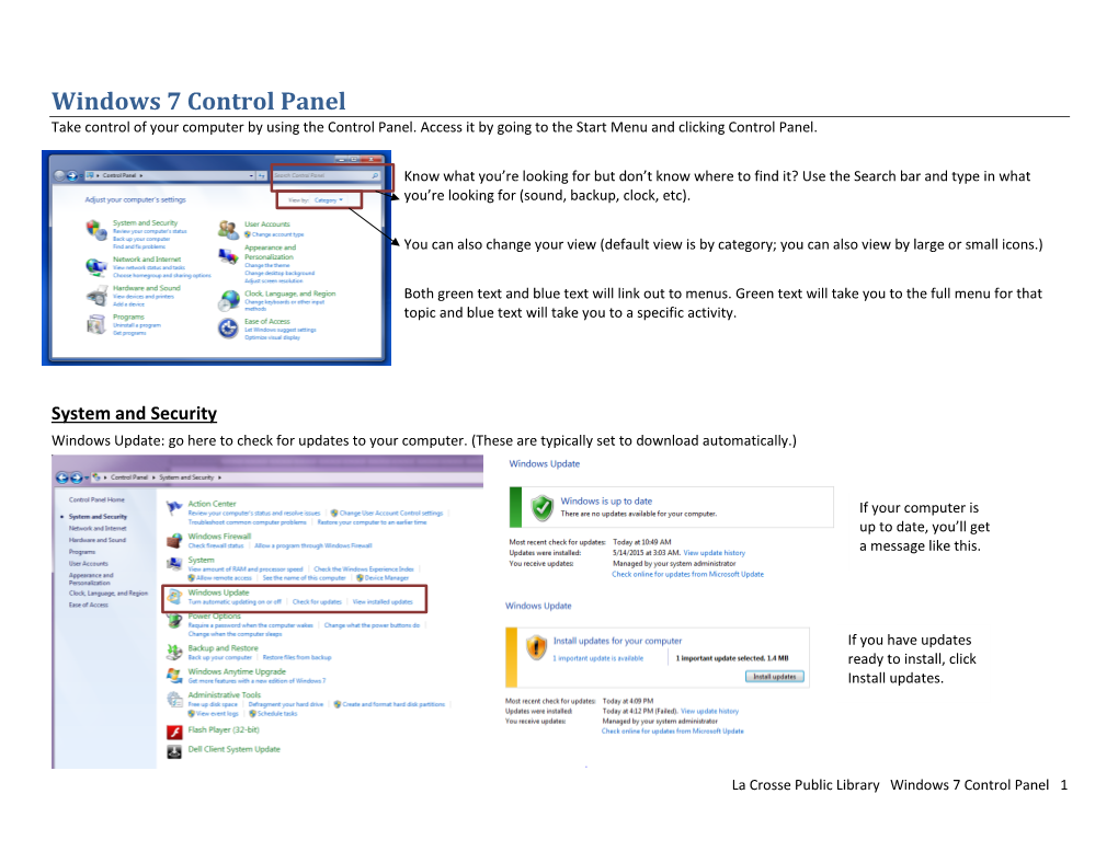 Windows 7 Control Panel Take Control of Your Computer by Using the Control Panel