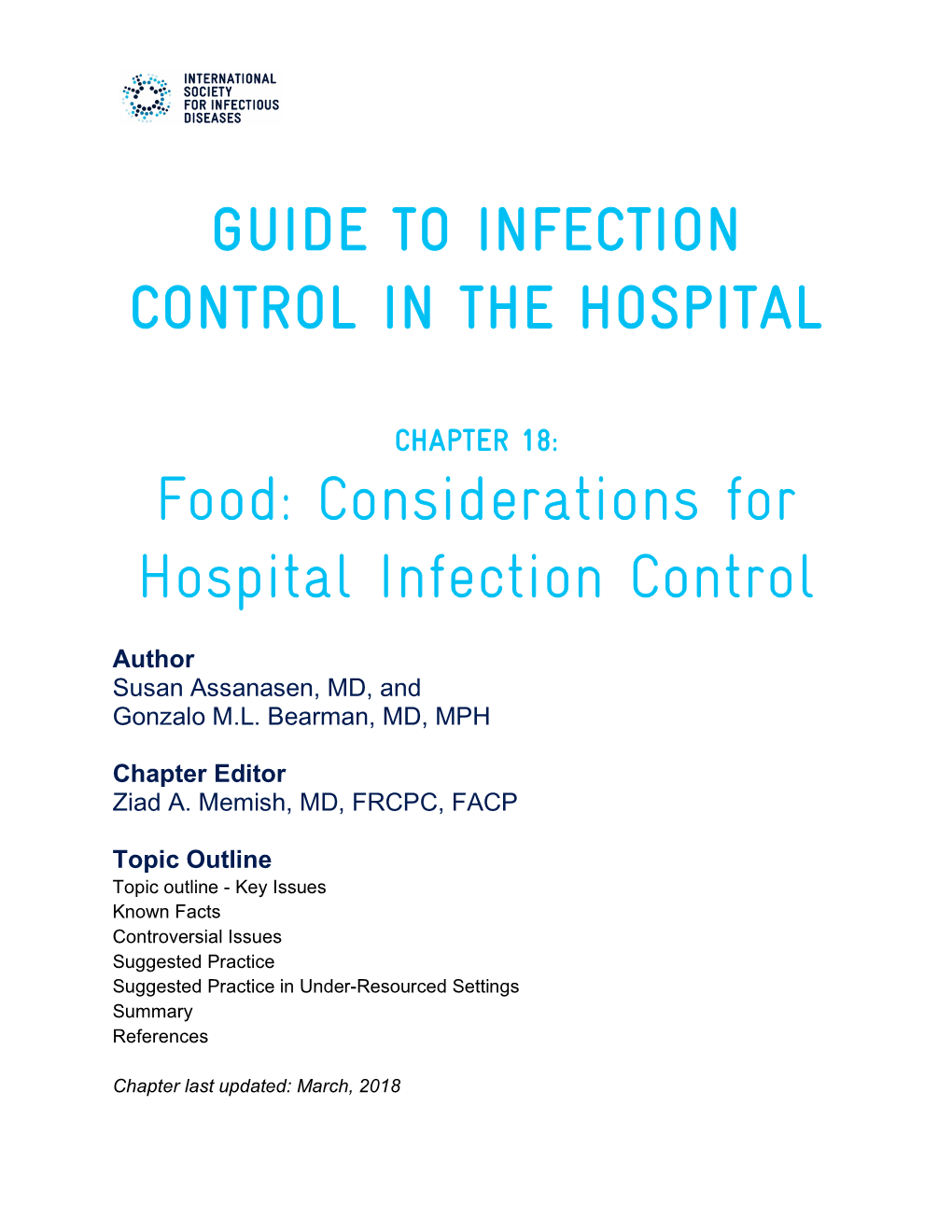 Food: Considerations for Hospital Infection Control