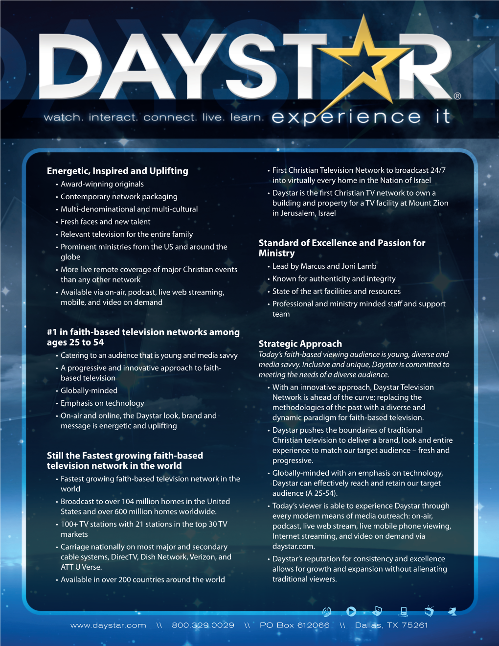 Daystar One Sheet