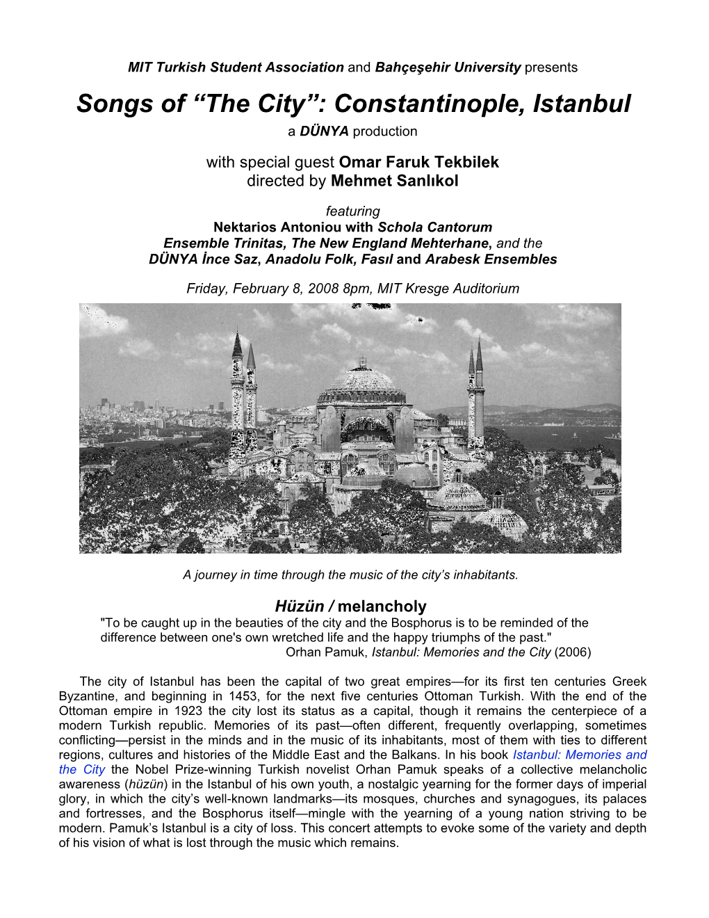 Songs of “The City”: Constantinople, Istanbul