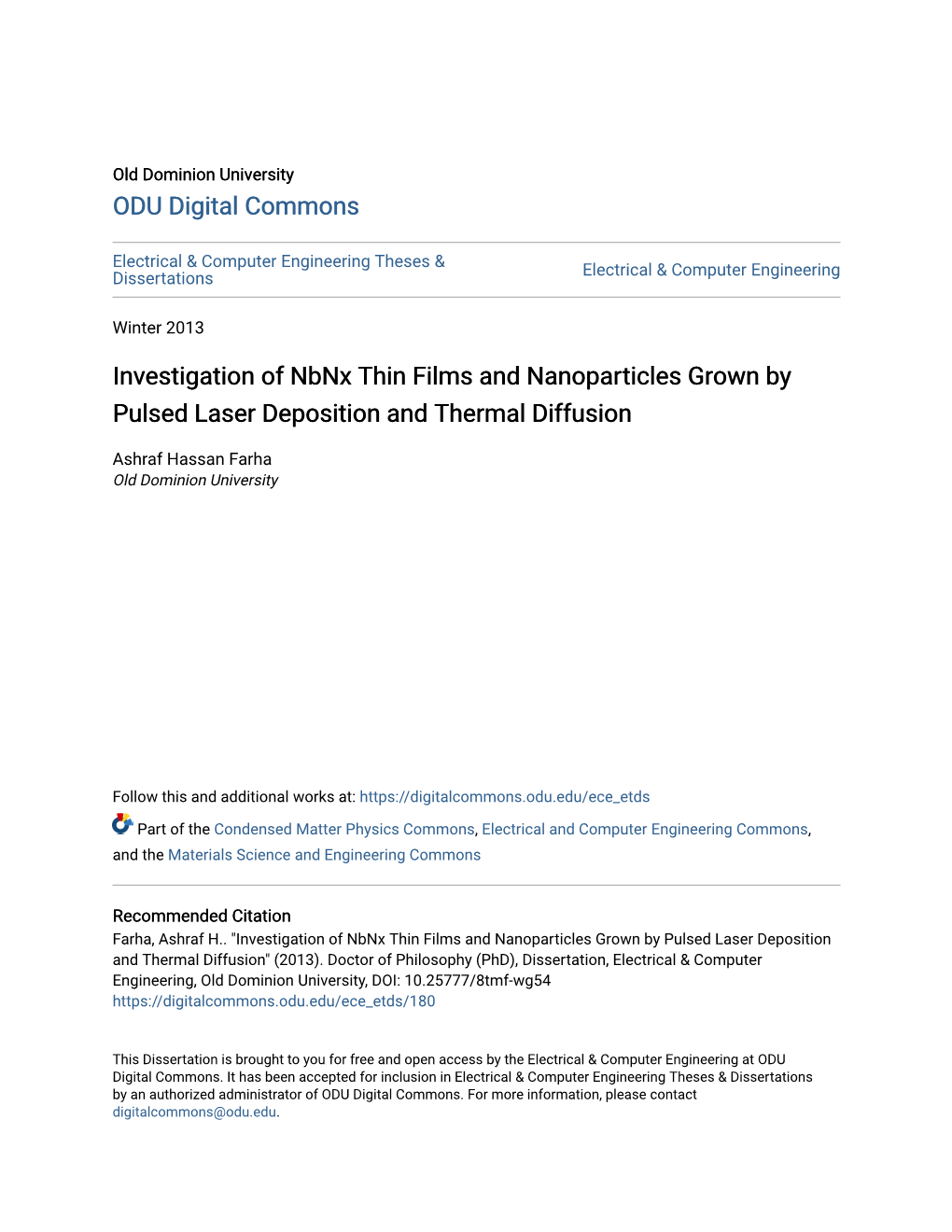 Investigation of Nbnx Thin Films and Nanoparticles Grown by Pulsed Laser Deposition and Thermal Diffusion