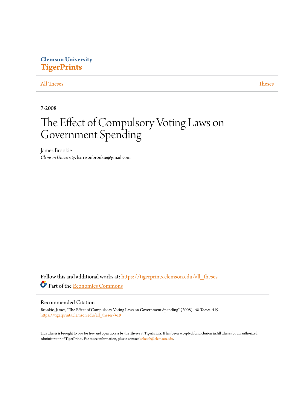 The Effect of Compulsory Voting Laws on Government Spending