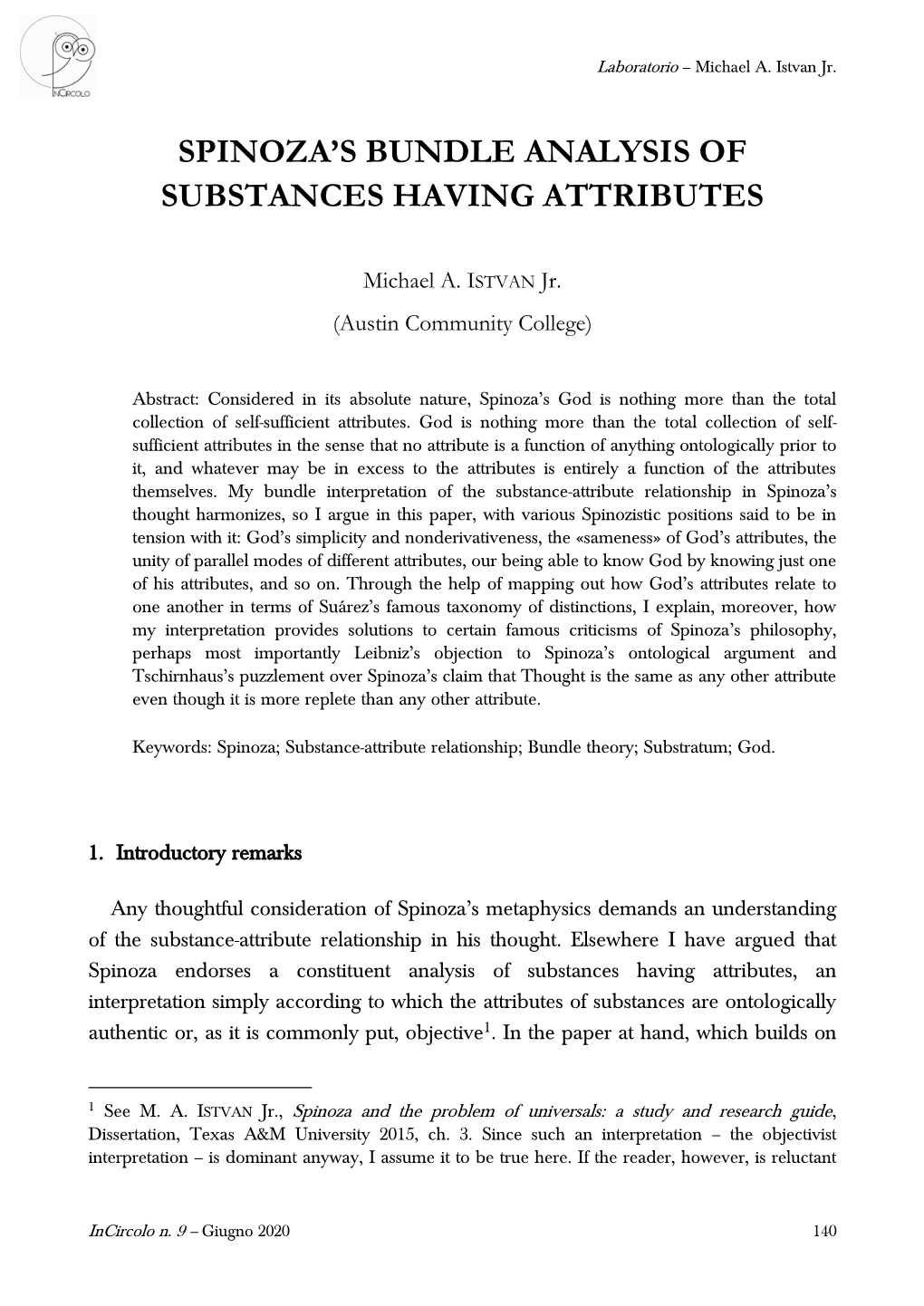 Spinoza's Bundle Analysis of Substances Having