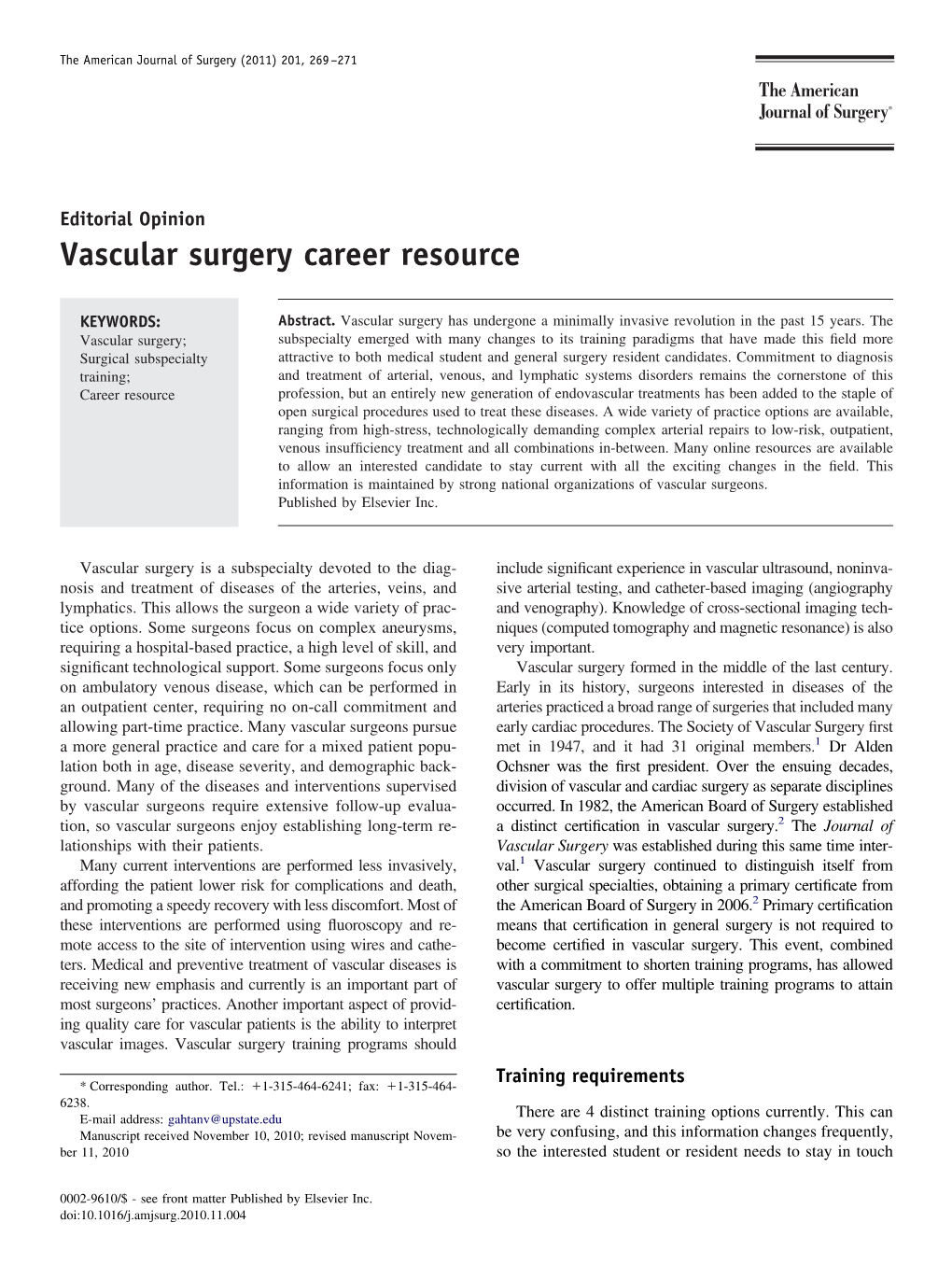 Vascular Surgery Career Resource