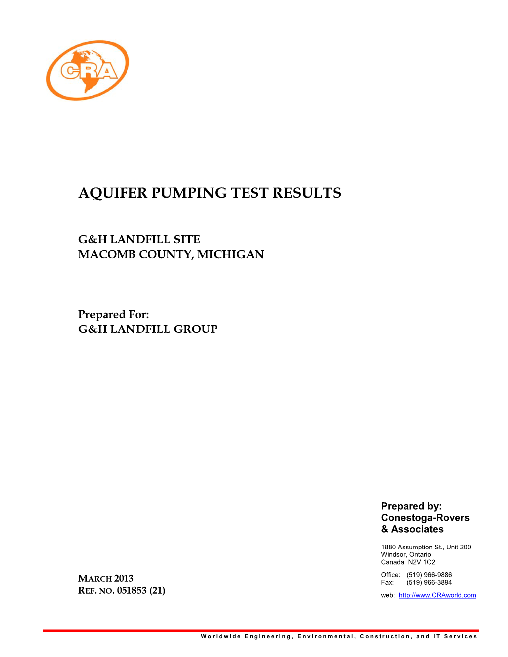 Aquifer Pumping Test Results