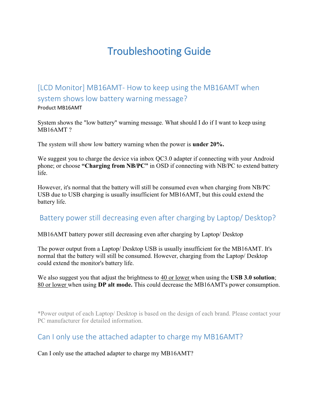 Troubleshooting Guide