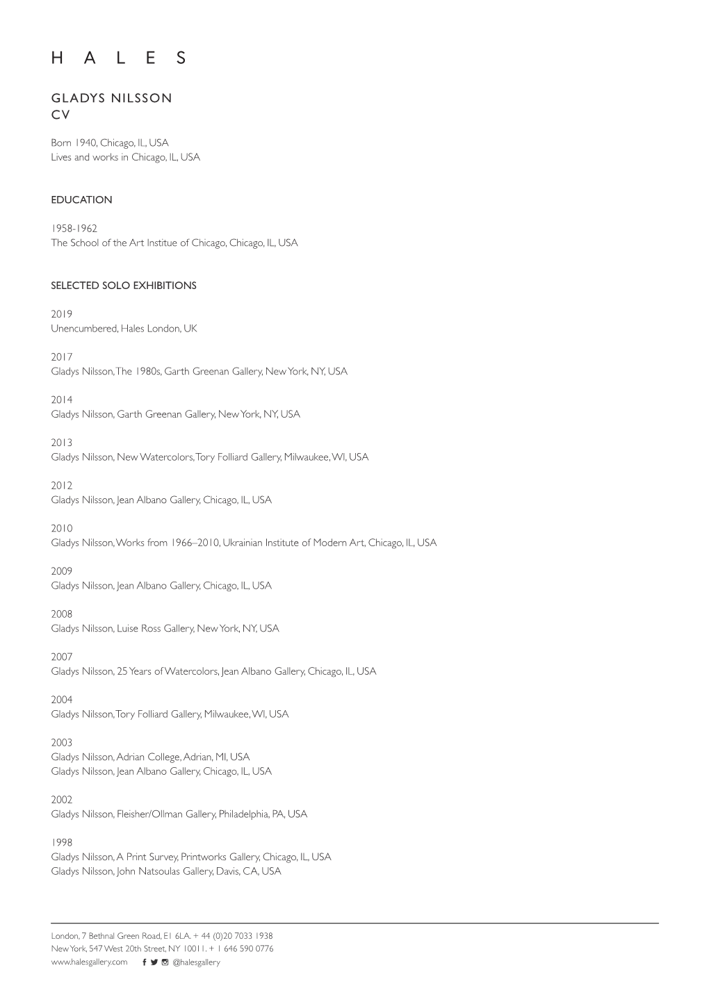 Gladys Nilsson Cv