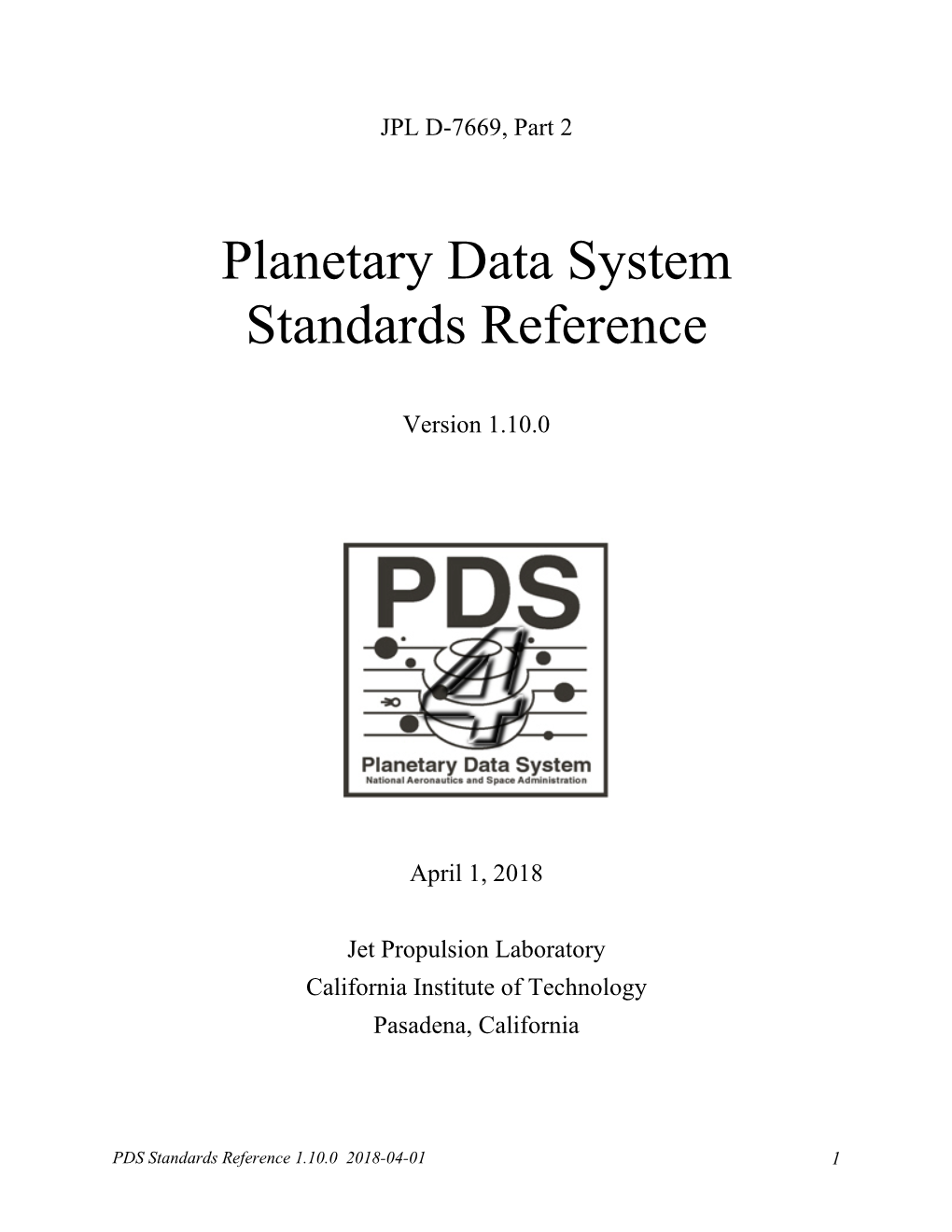 Planetary Data System Standards Reference