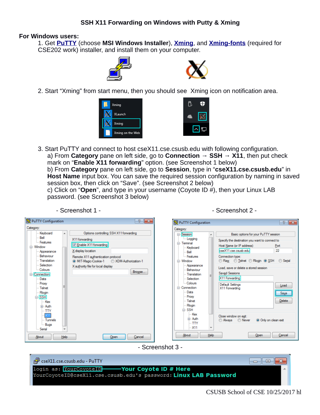 SSH X11 Forwarding on Windows with Putty & Xming For