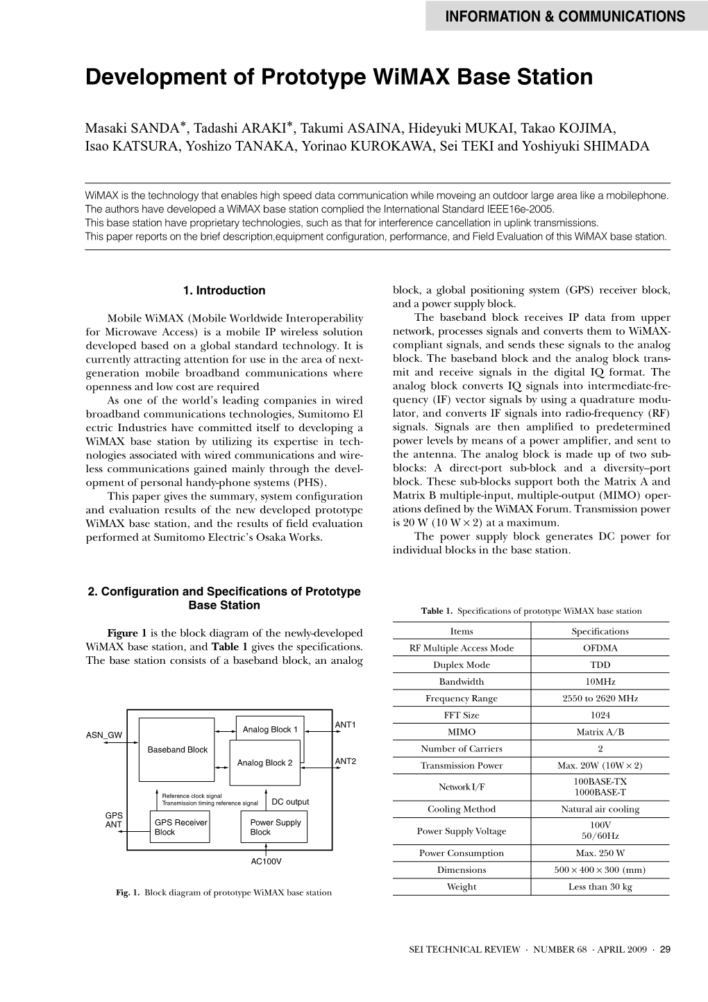 Development of Prototype Wimax Base Station