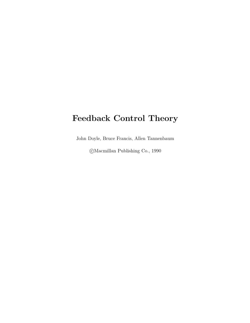 Feedback Control Theory