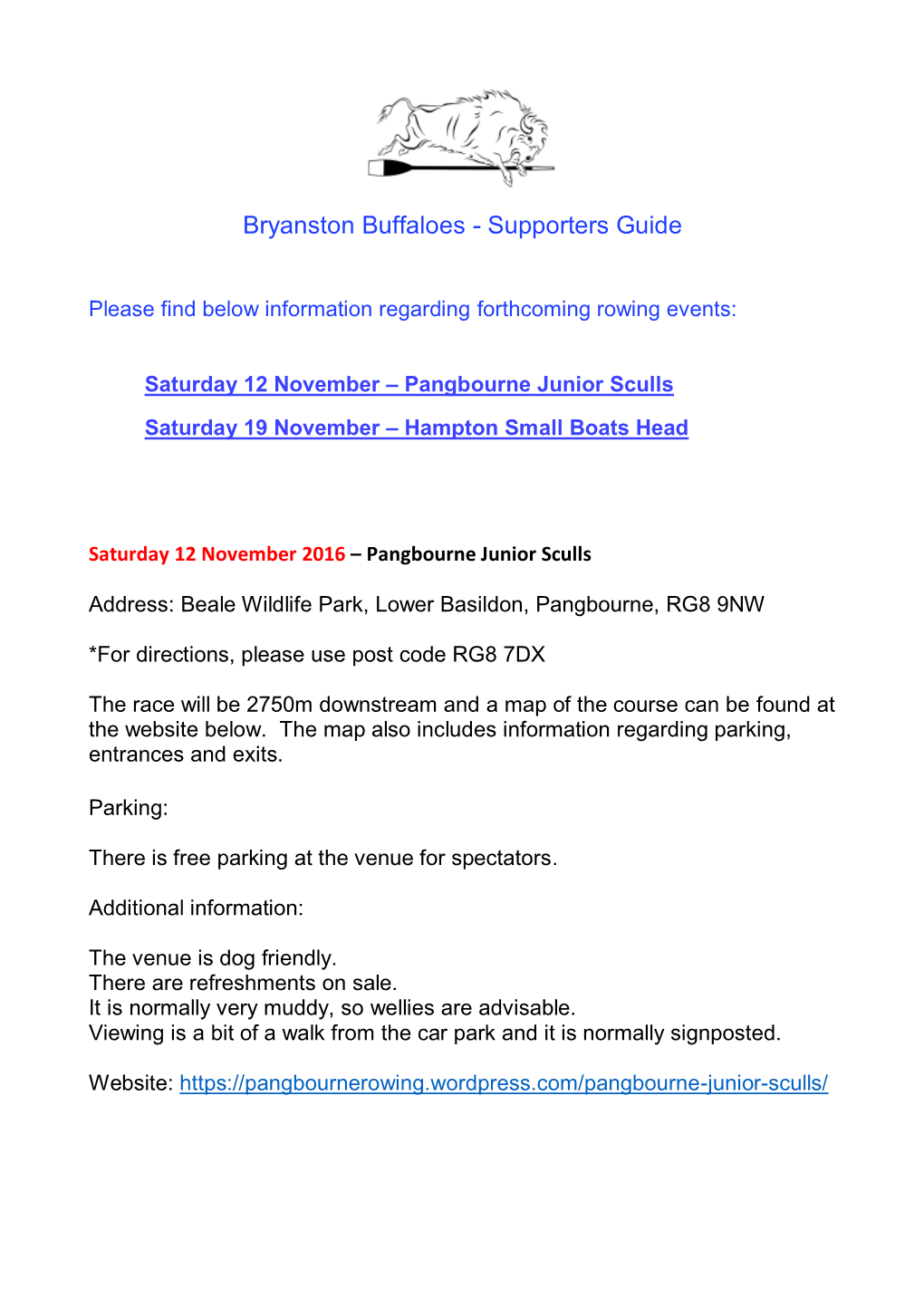 Bryanston Buffaloes - Supporters Guide