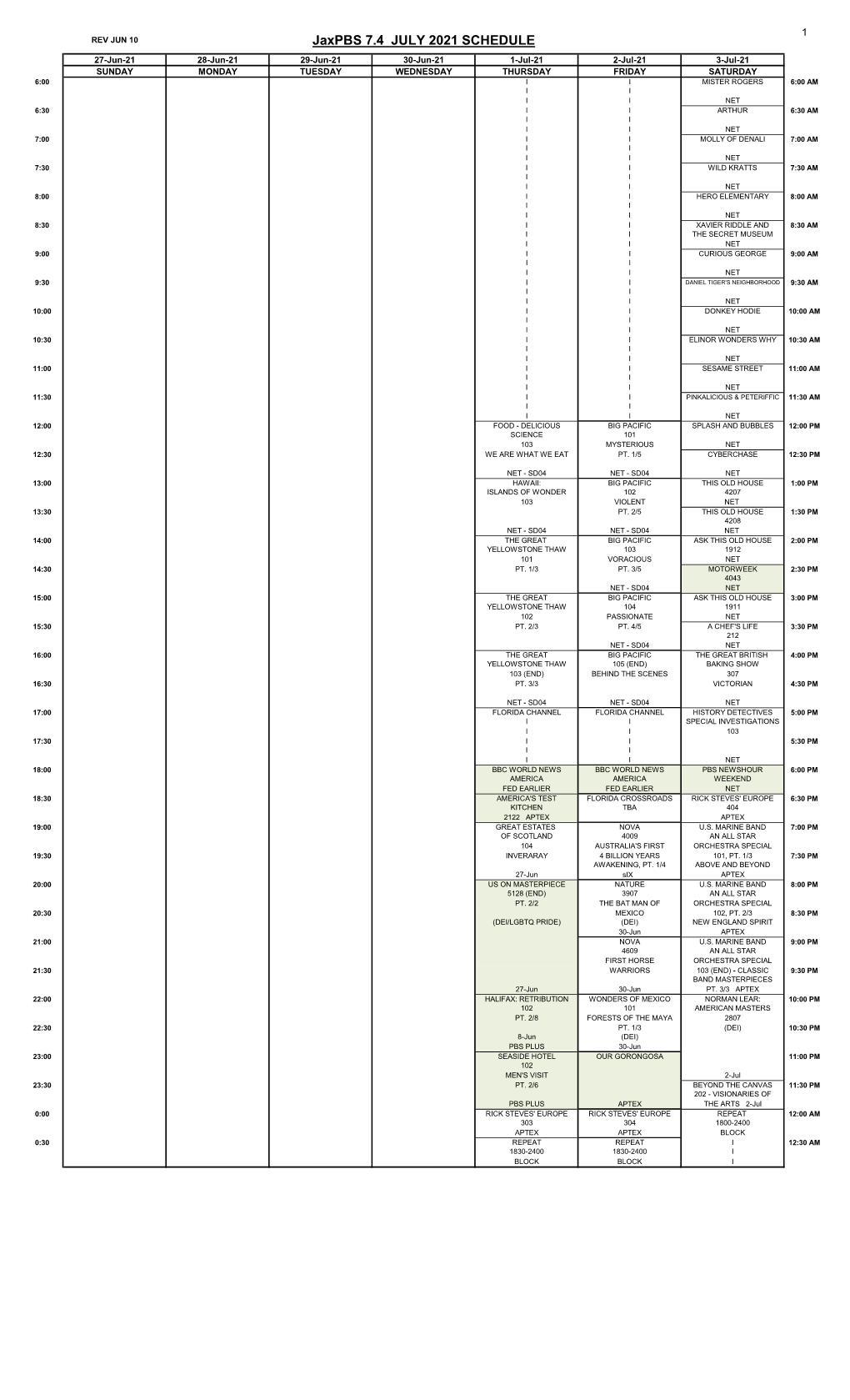 Jaxpbs 7.4 JULY 2021 SCHEDULE