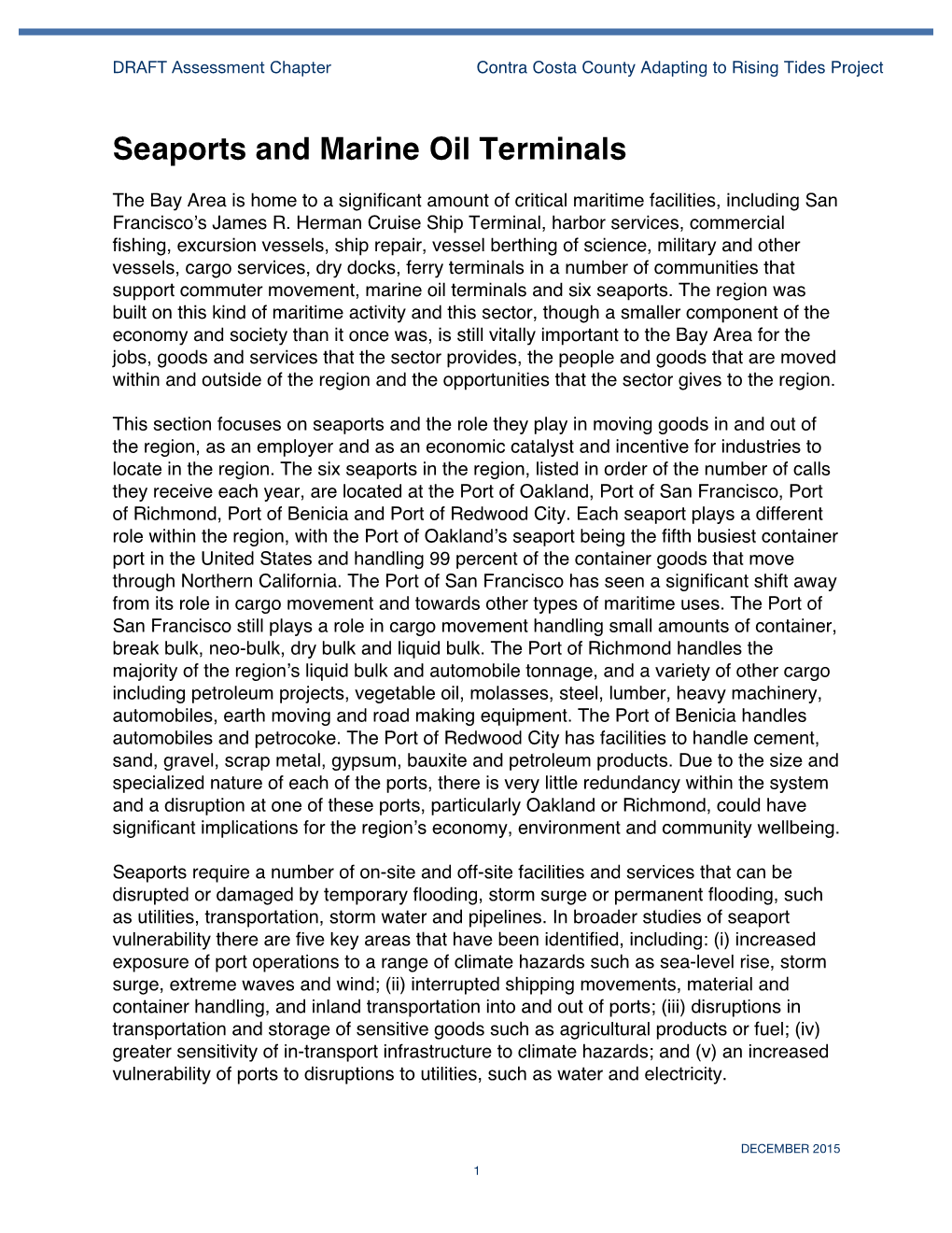 Seaports and Marine Oil Terminals