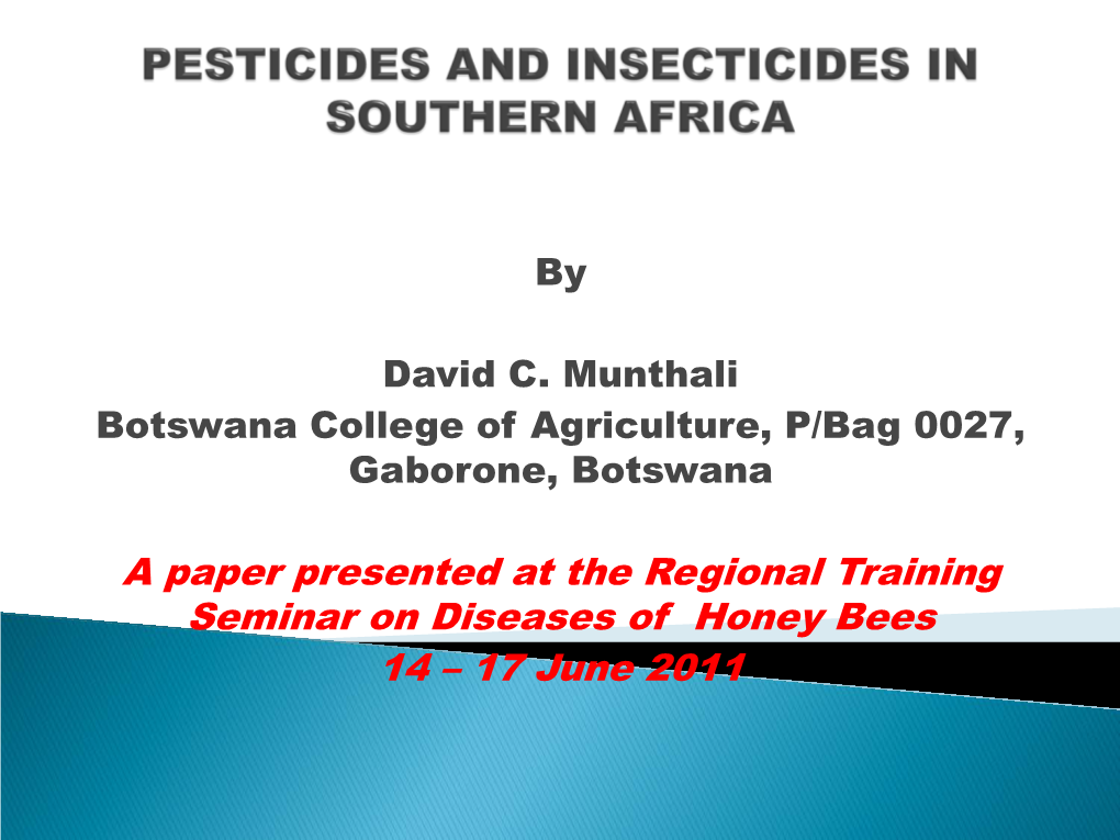 Pesticides and Insecticides in Southern Africa