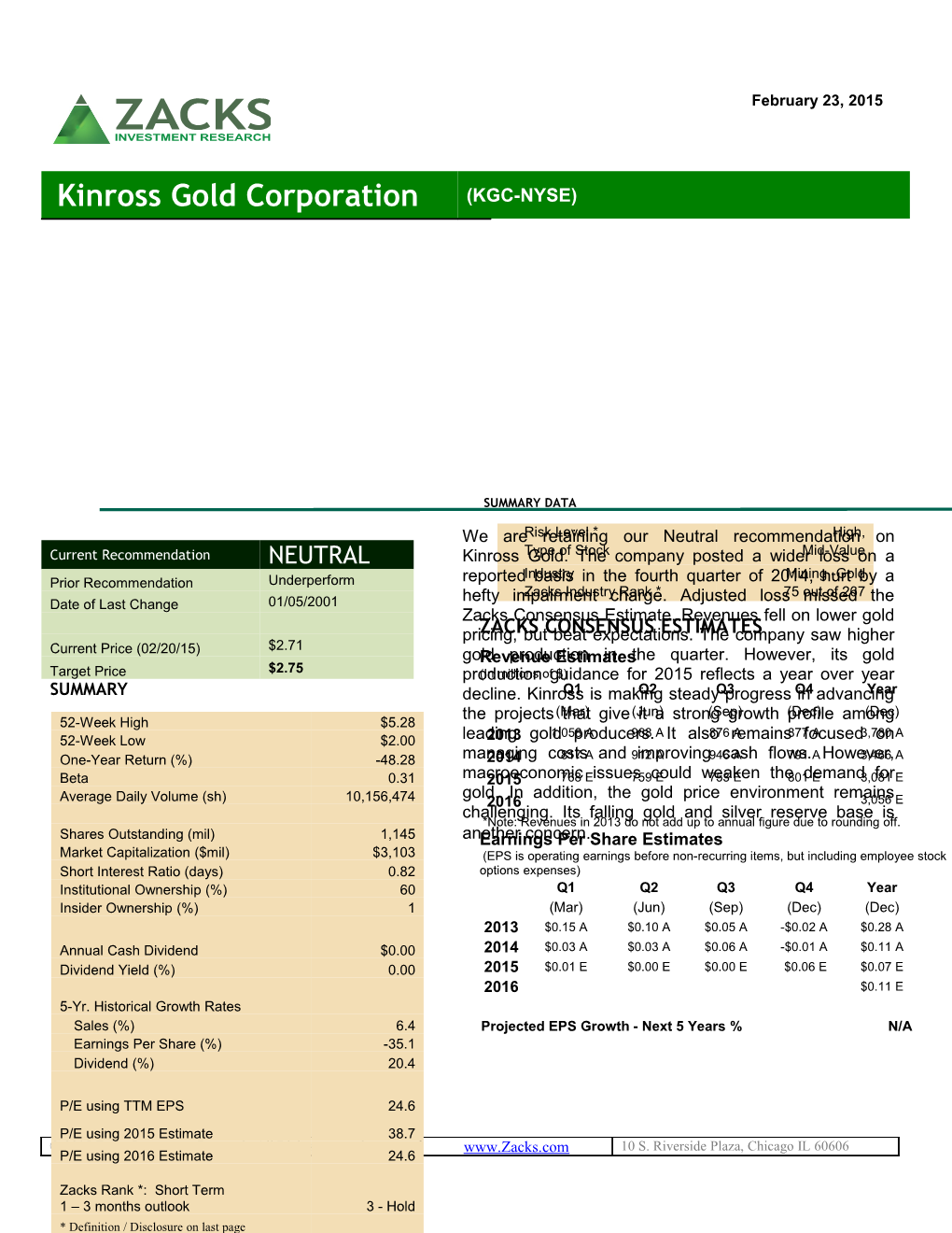 Kinross Gold Corporation