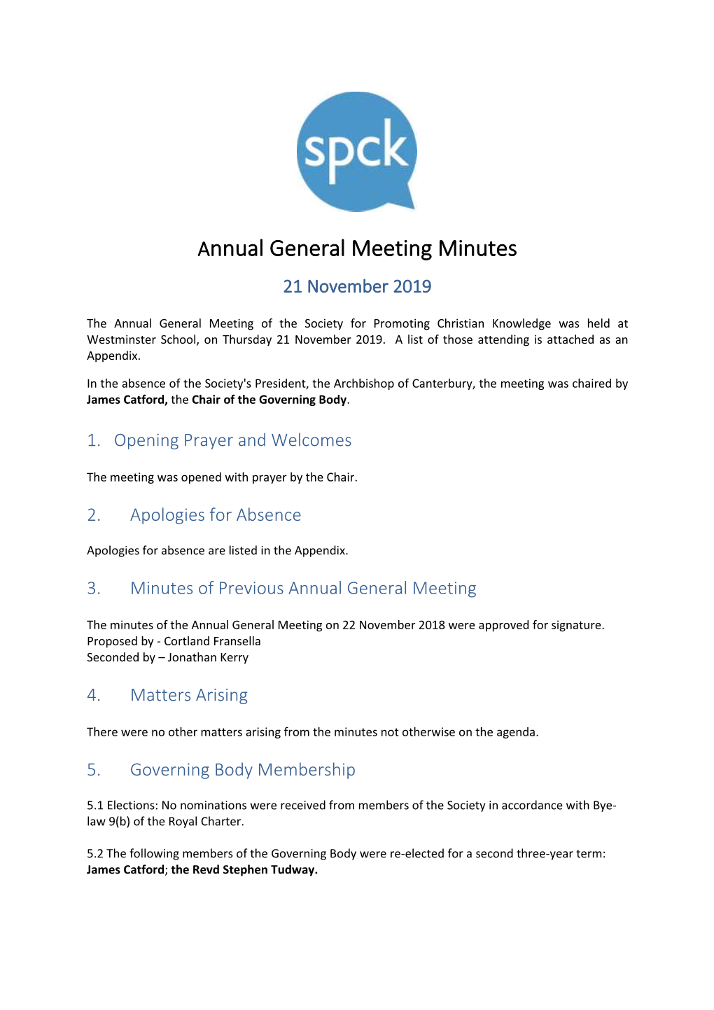 To Download the SPCK AGM 2019 Minutes