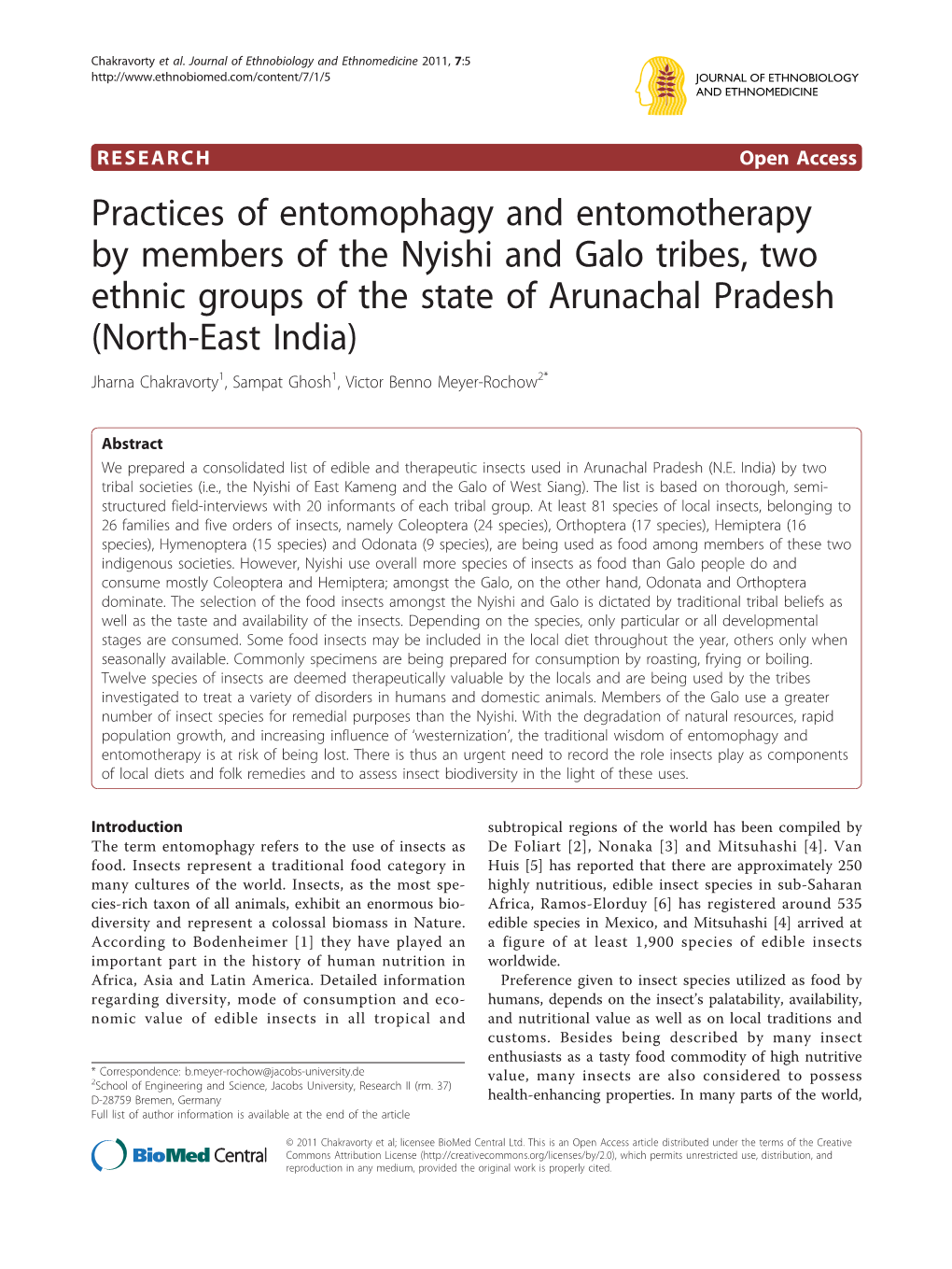 Practices of Entomophagy and Entomotherapy by Members of The