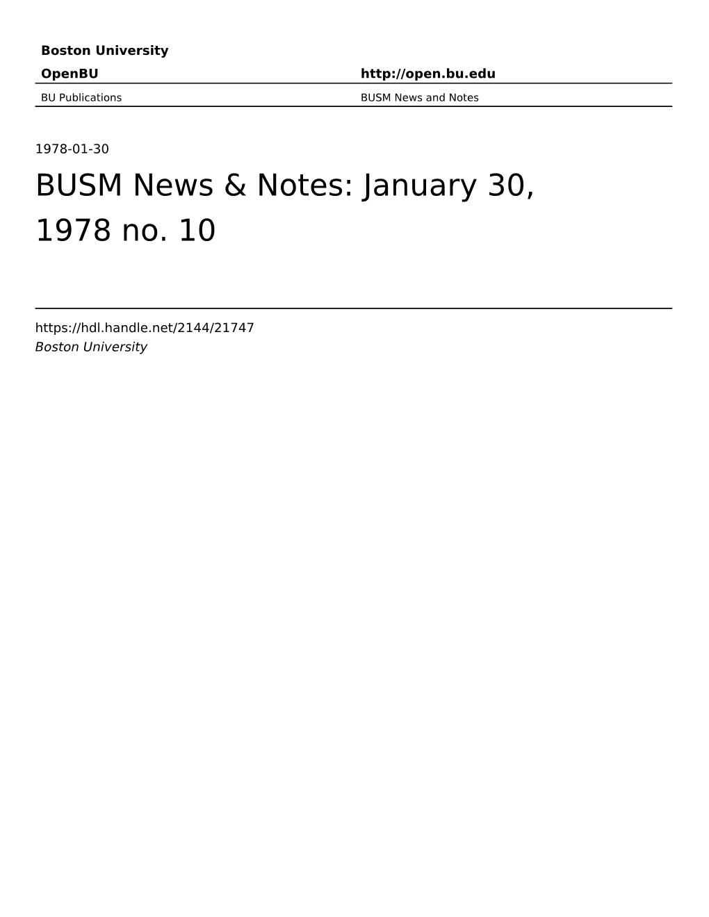 BUSM News & Notes