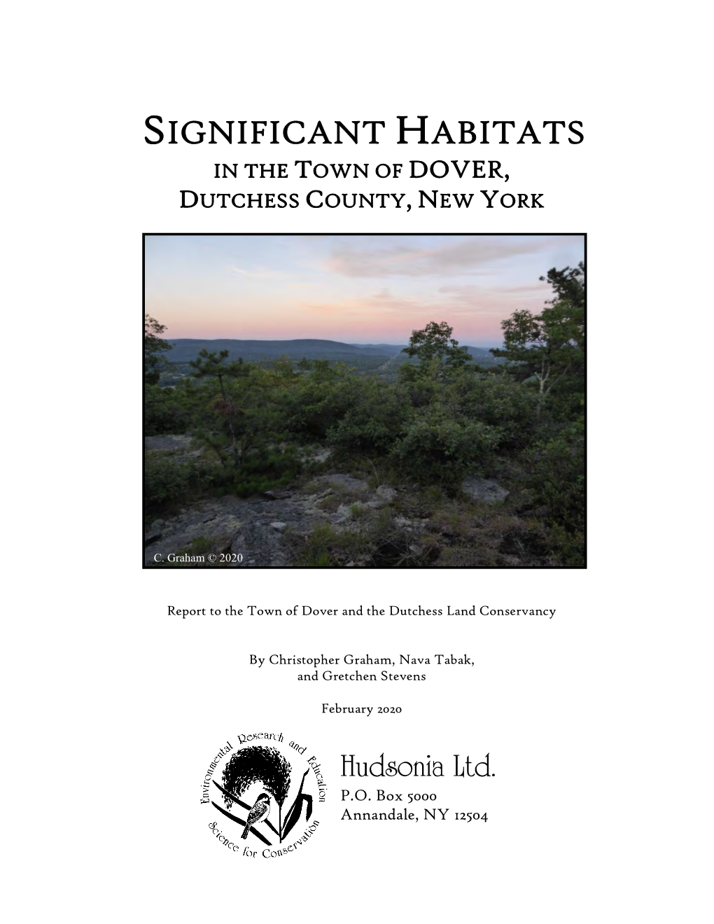 Significant Habitats in the Town of Dover, Dutchess County, New York