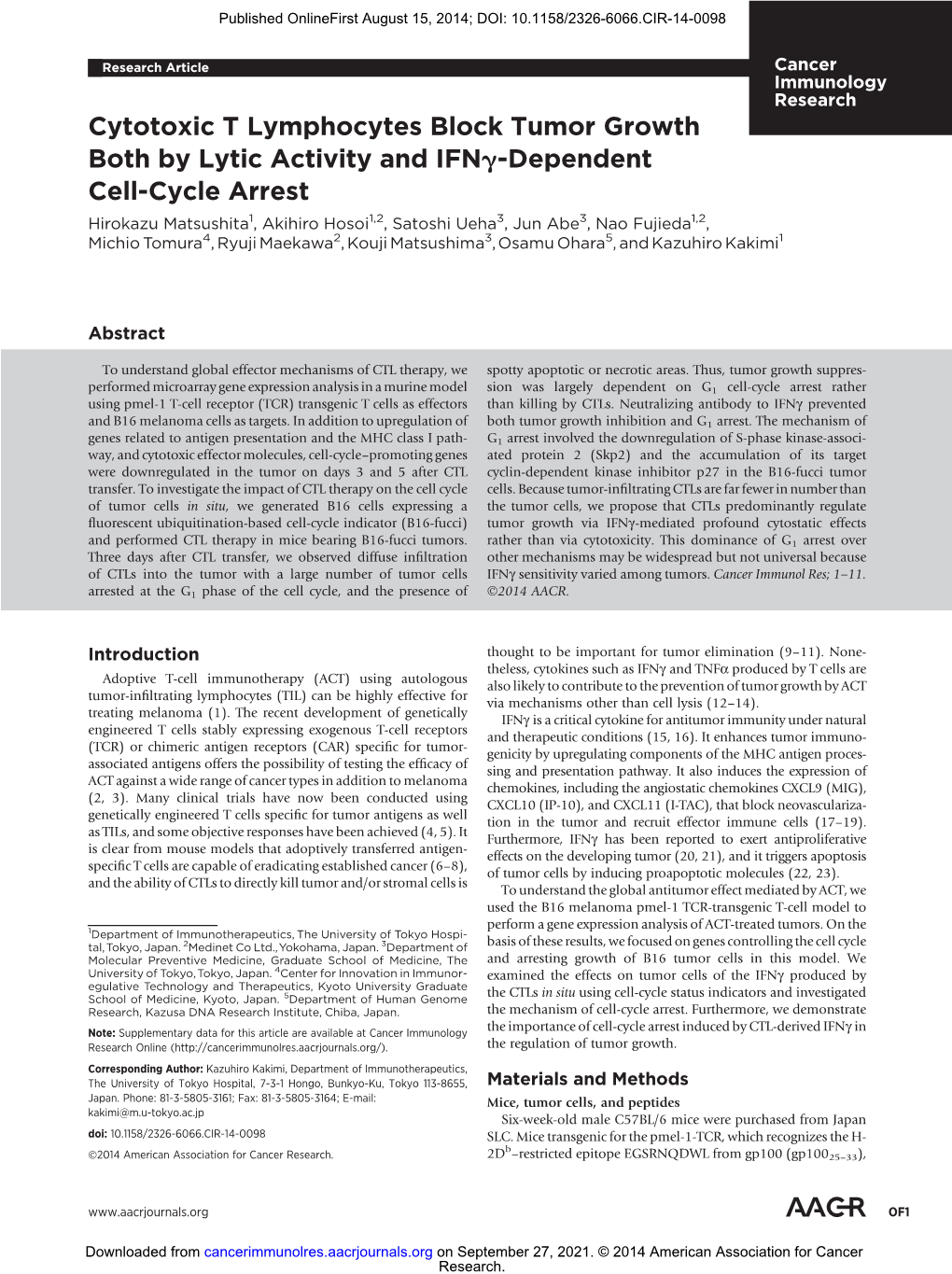 Cytotoxic T Lymphocytes Block Tumor Growth Both by Lytic Activity And