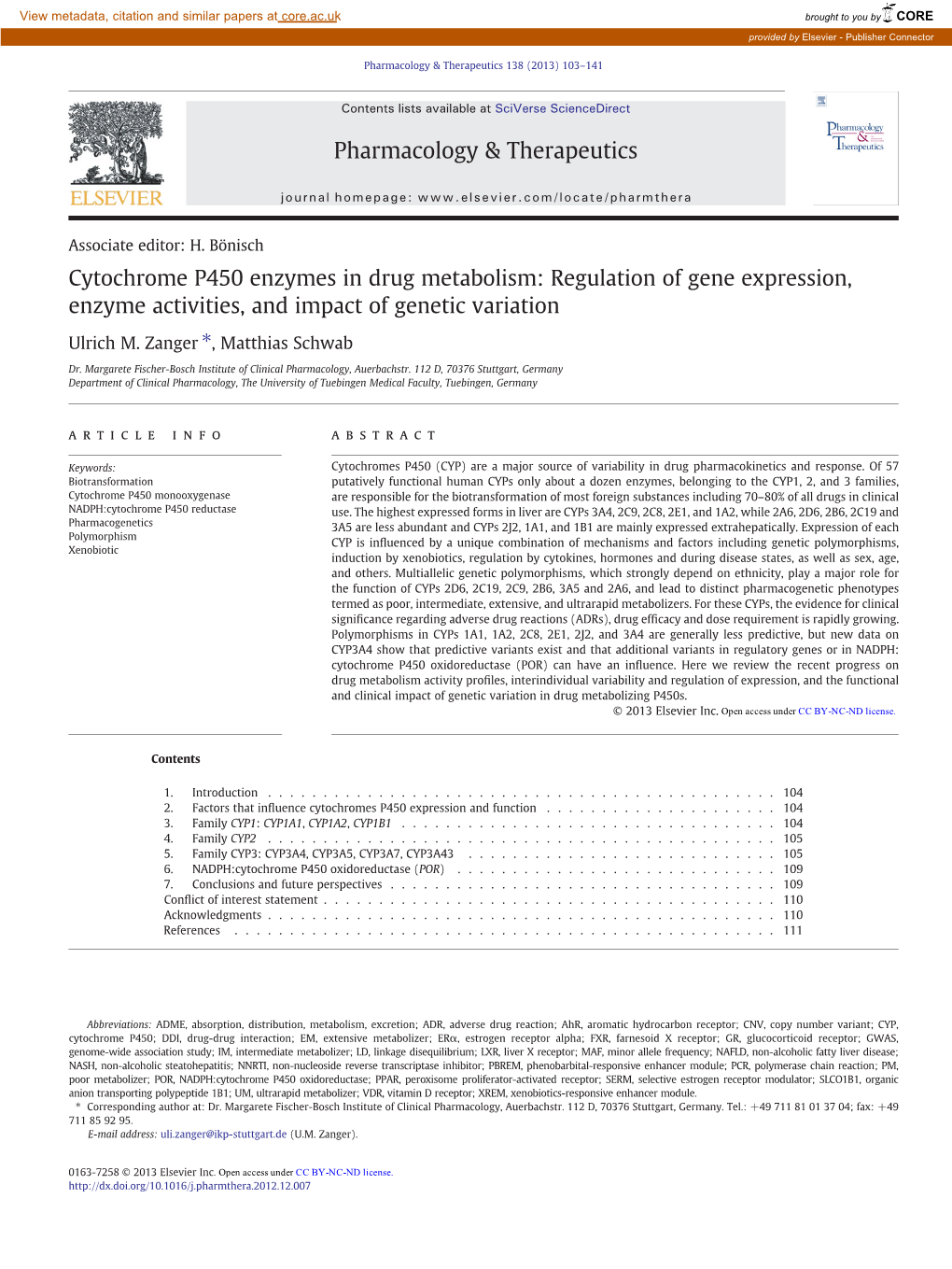 Cytochrome P450 Enzymes in Drug Metabolism: Regulation of Gene Expression, Enzyme Activities, and Impact of Genetic Variation