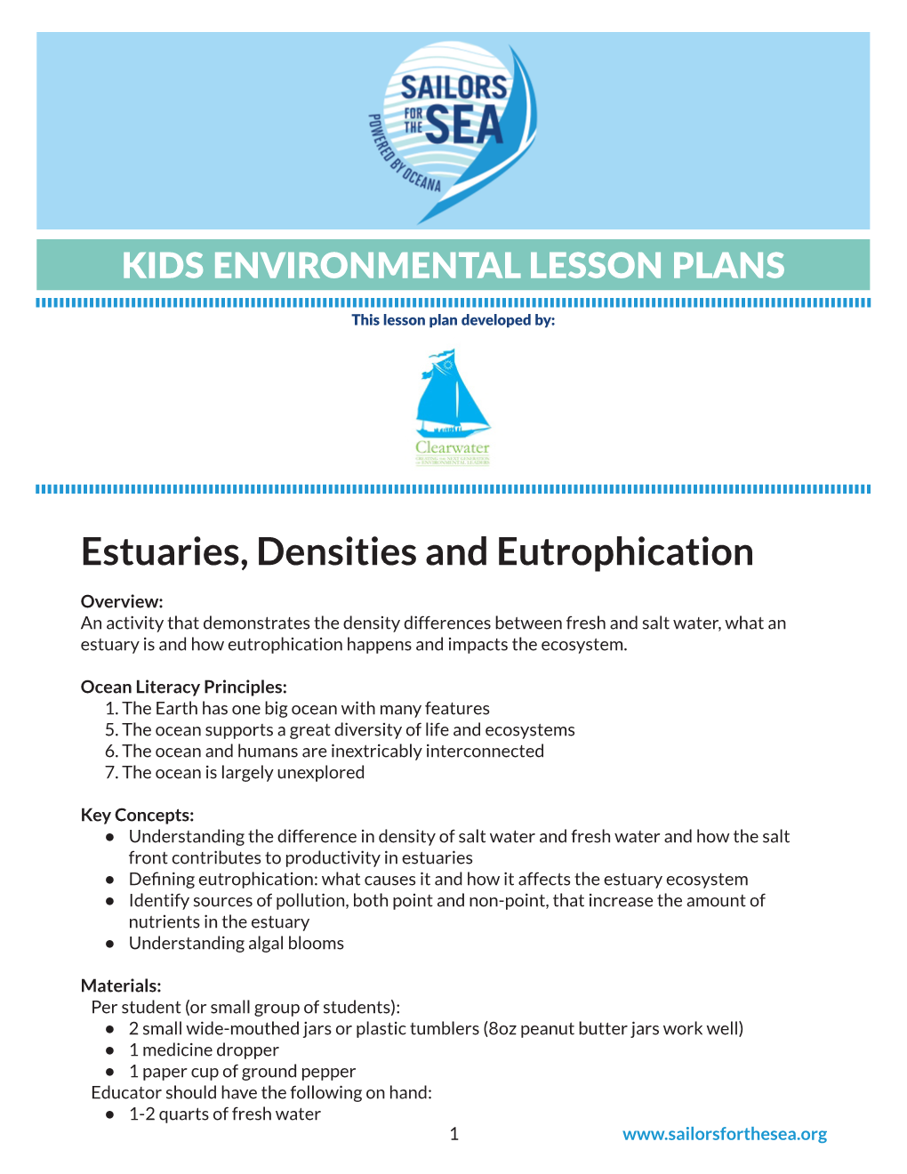 Estuaries, Densities and Eutrophication