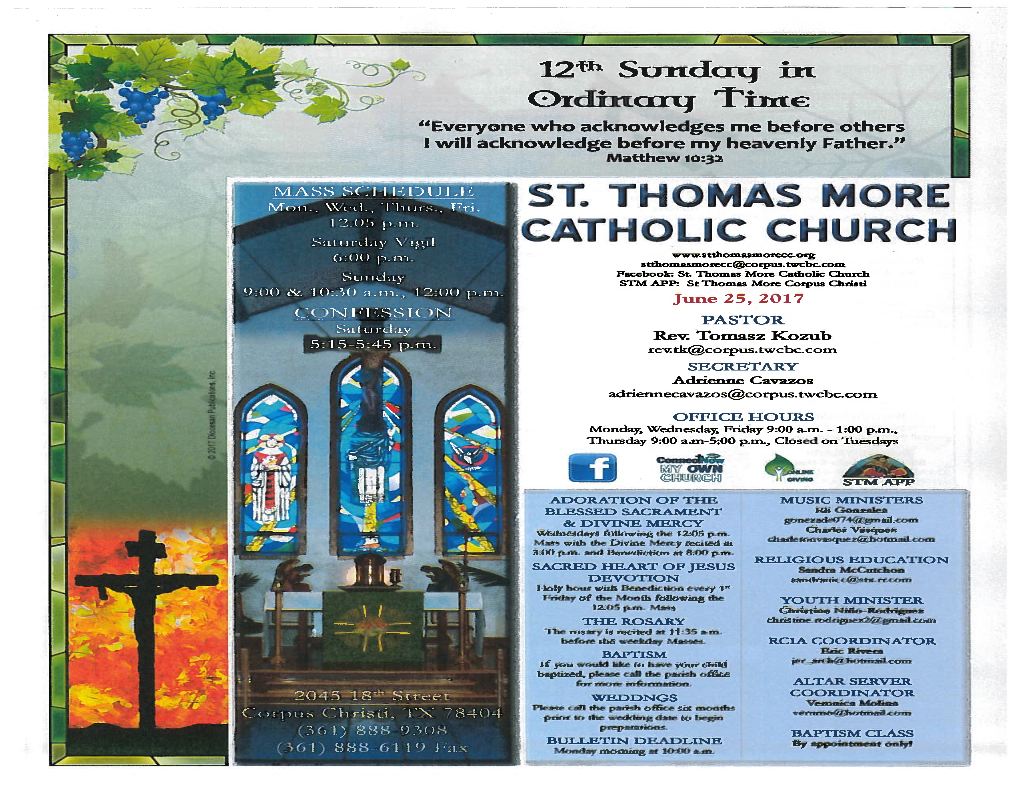 St Thomas More Corpus Christi Our Parish App Is an Easy Way to Stay Connected with the Parish