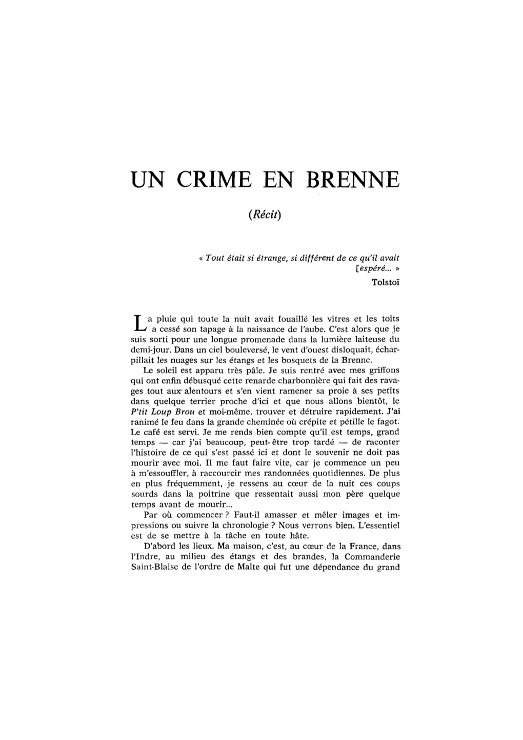 Un Crime En Brenne