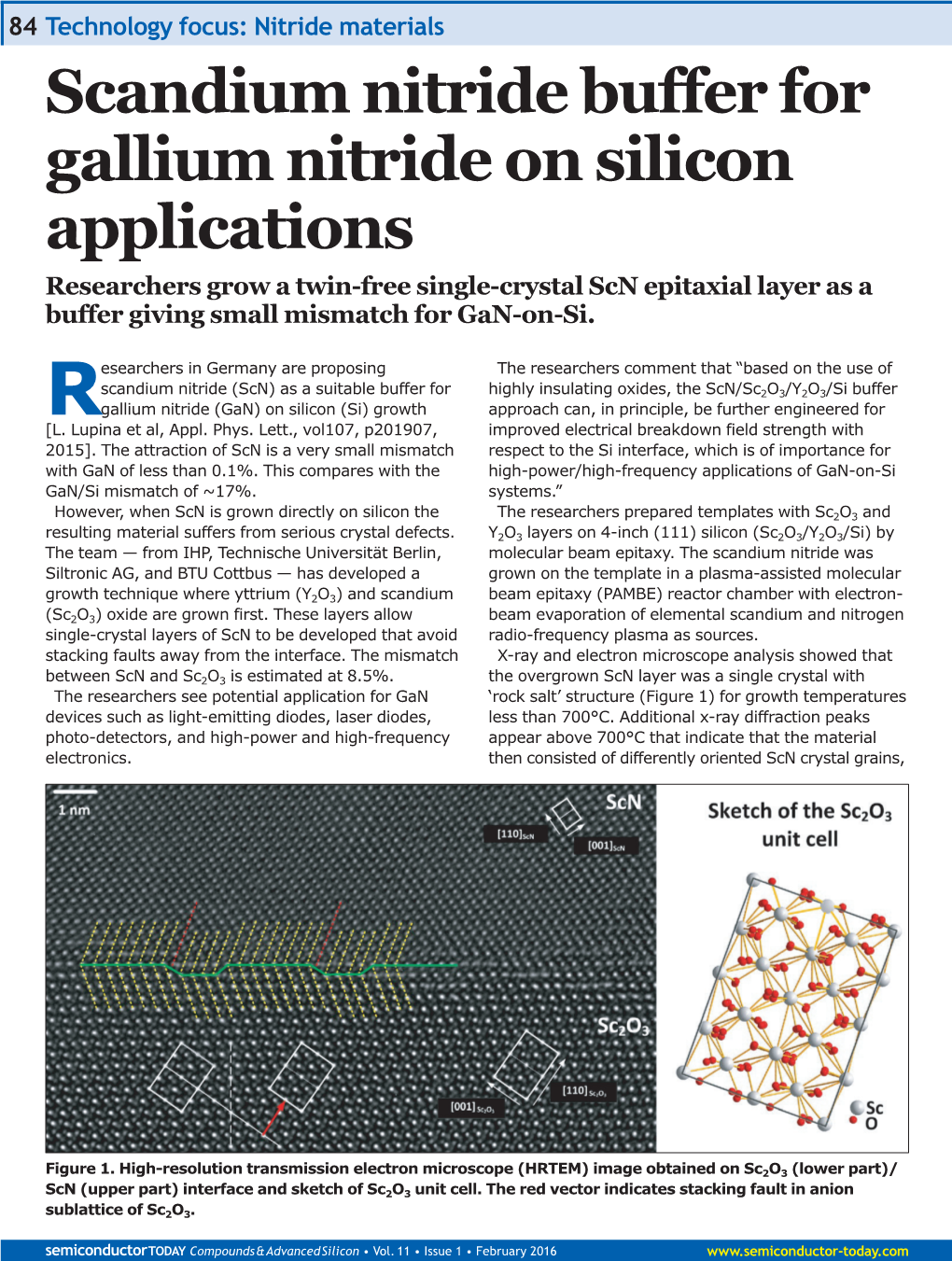 Scandium Nitride Buffer for Gallium Nitride on Silicon Applications