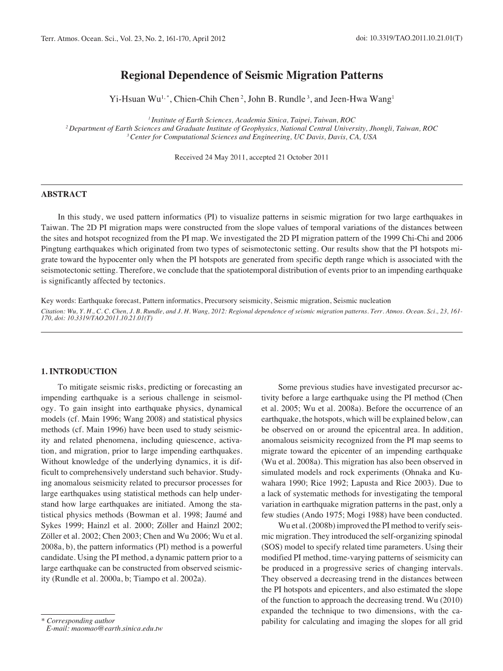 Regional Dependence of Seismic Migration Patterns