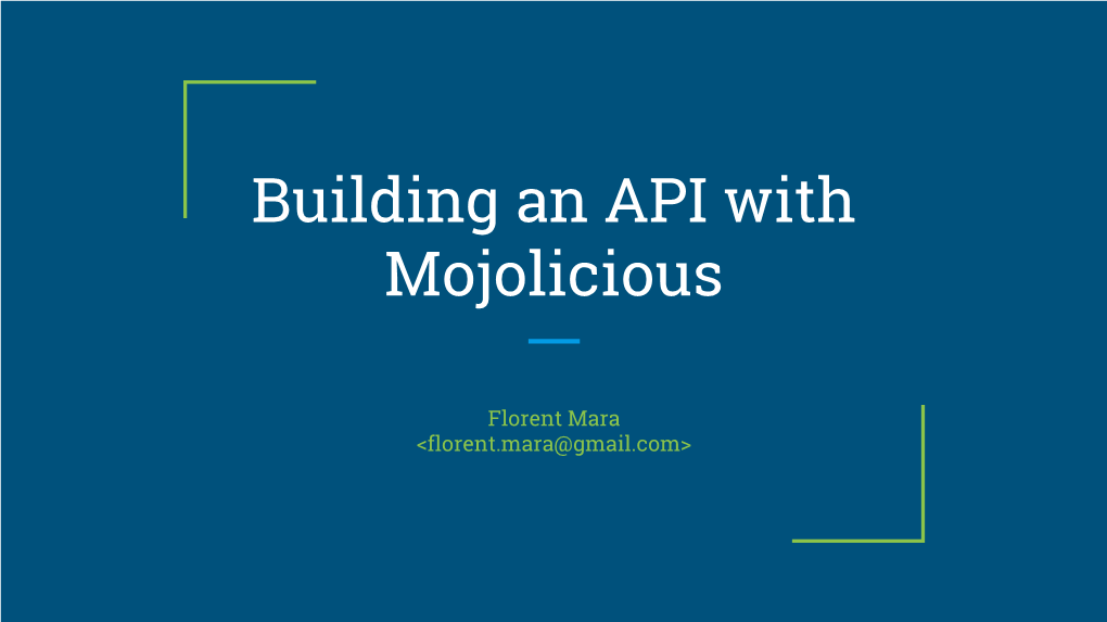 Building an API with Mojolicious