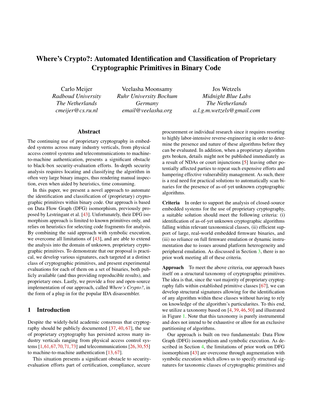 Where's Crypto?: Automated Identification and Classification Of