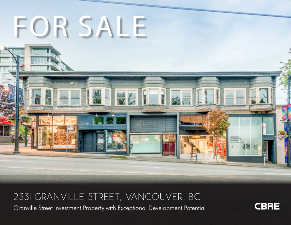 2331 GRANVILLE STREET, VANCOUVER, BC Granville Street Investment Property with Exceptional Development Potential for SALE