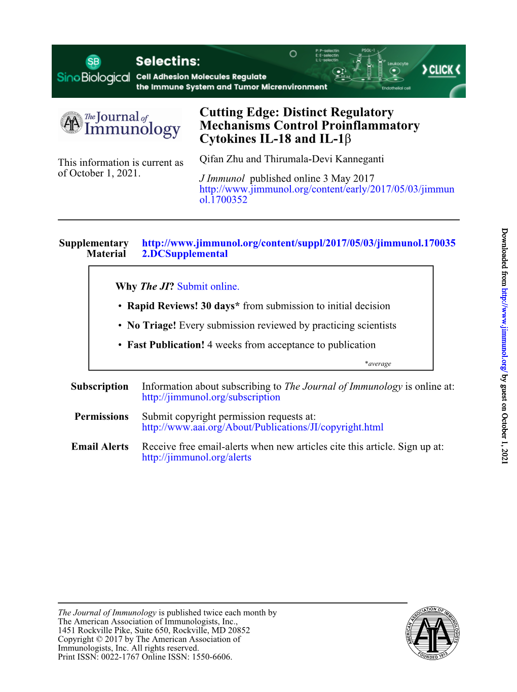 Distinct Regulatory Mechanisms Control Proinflammatory Cytokines IL-18 and IL-1Β