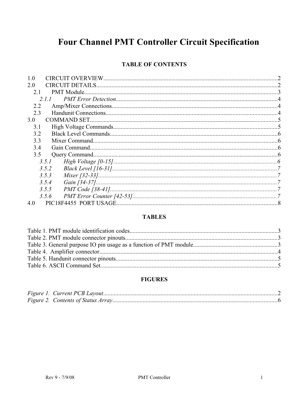 Channel PMT Controller Notes