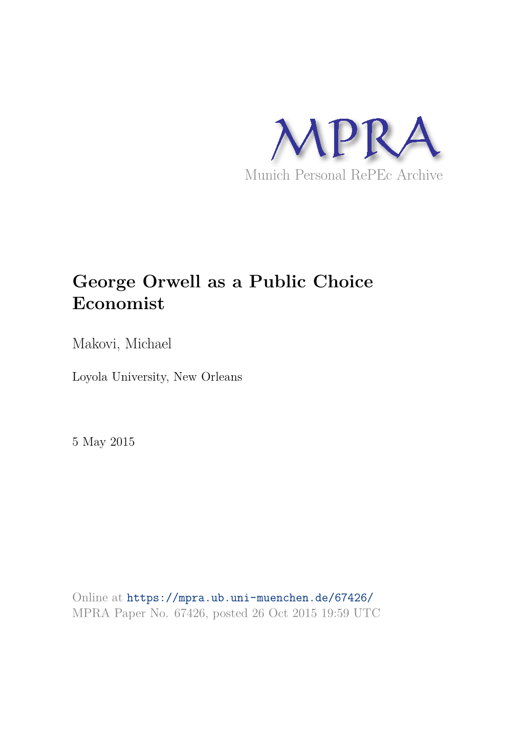 George Orwell As a Public Choice Economist