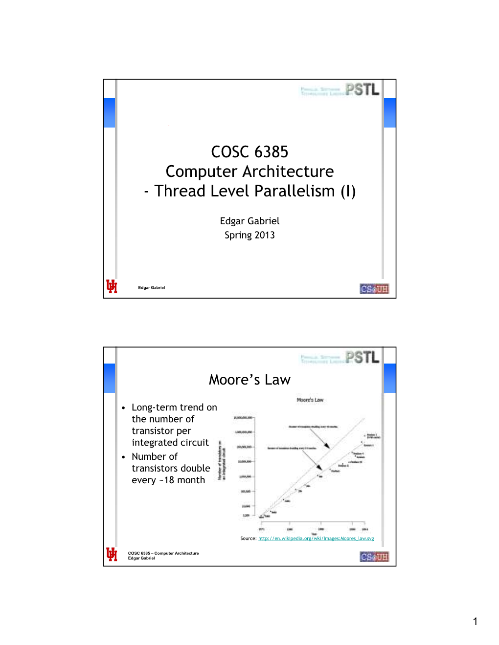 COSC 6385 Computer Architecture - Thread Level Parallelism (I)