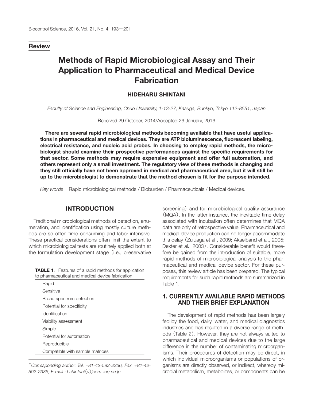 Methods of Rapid Microbiological Assay and Their Application to Pharmaceutical and Medical Device Fabrication