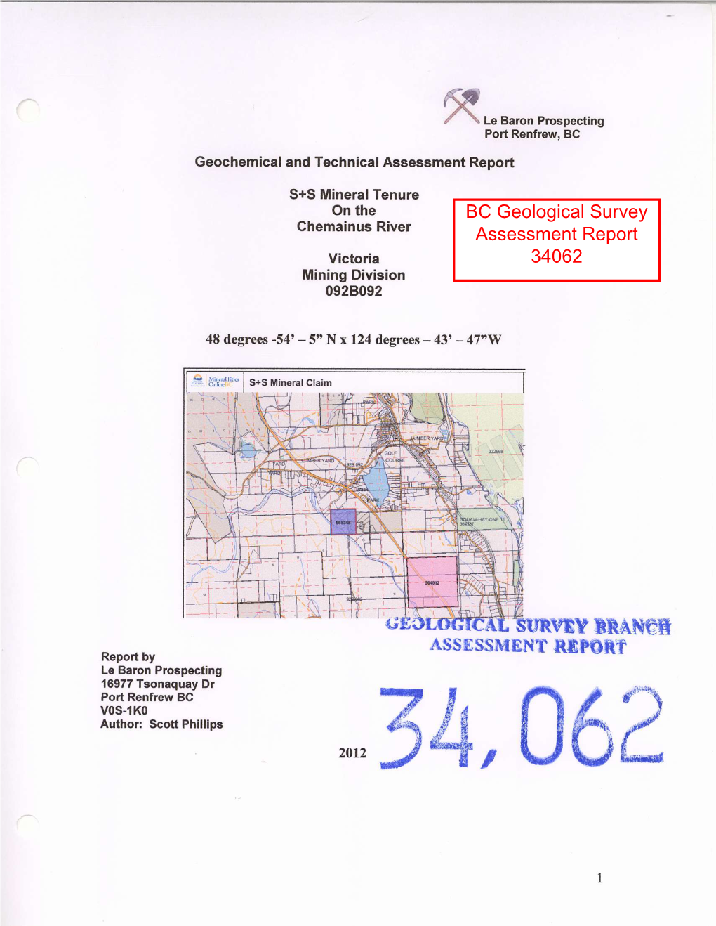 BC Geological Survey Assessment Report 34062