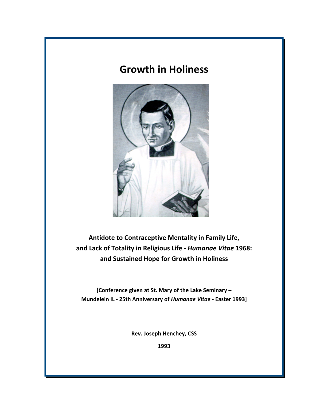 Growth in Holiness