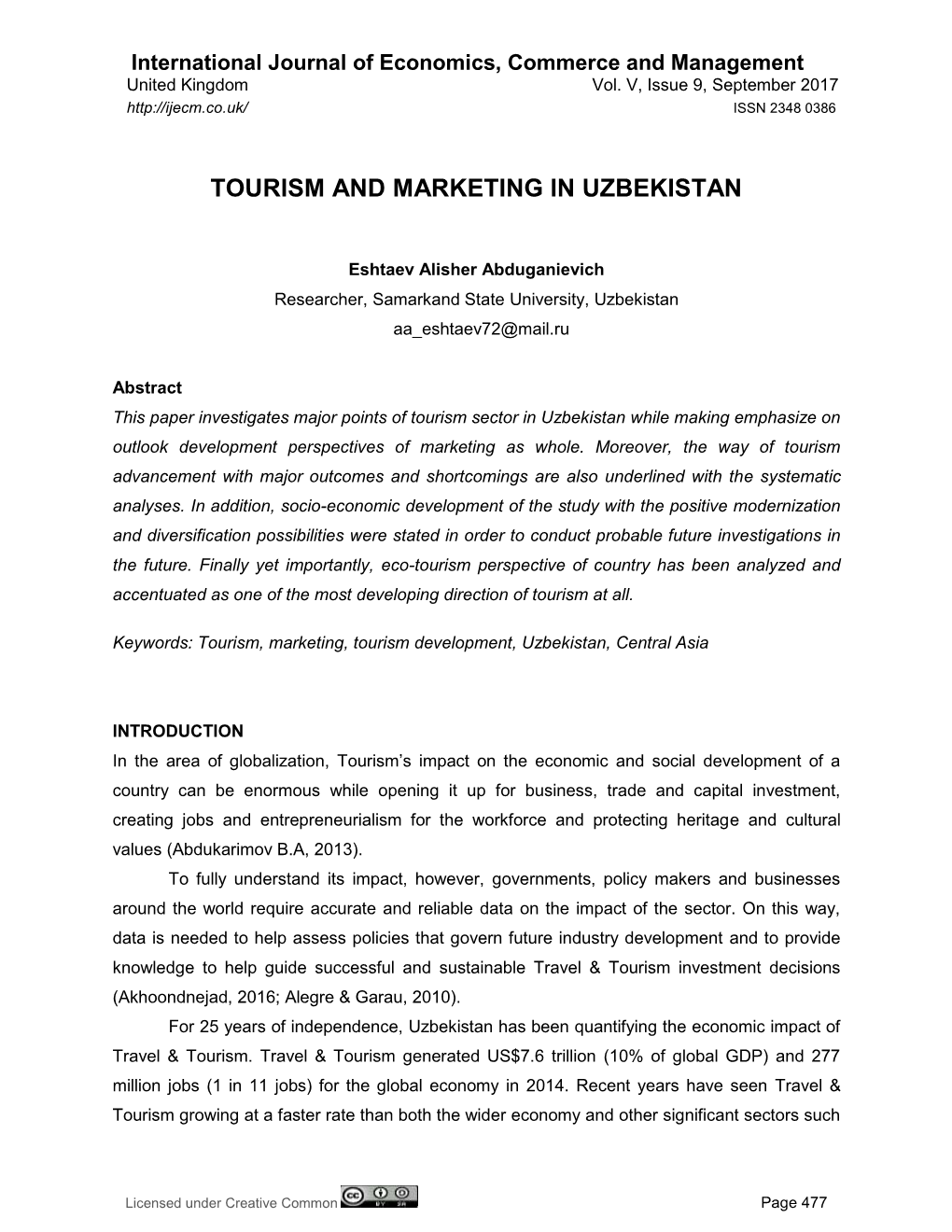 Tourism and Marketing in Uzbekistan