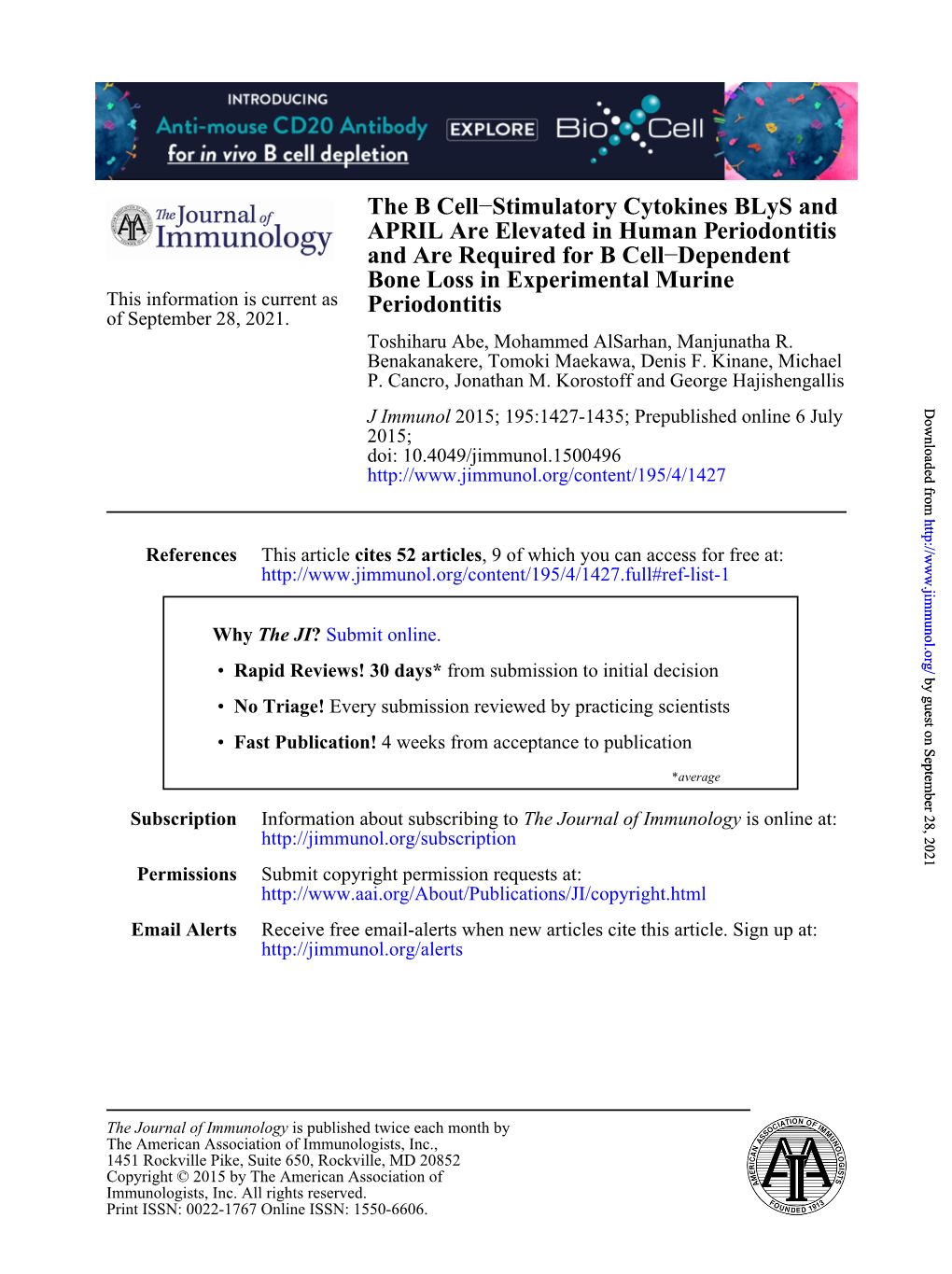 Periodontitis Bone Loss in Experimental Murine Dependent