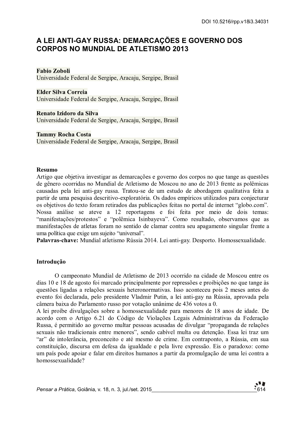 Auto-Eficácia, Atividades Físicas E Pré-Escolares