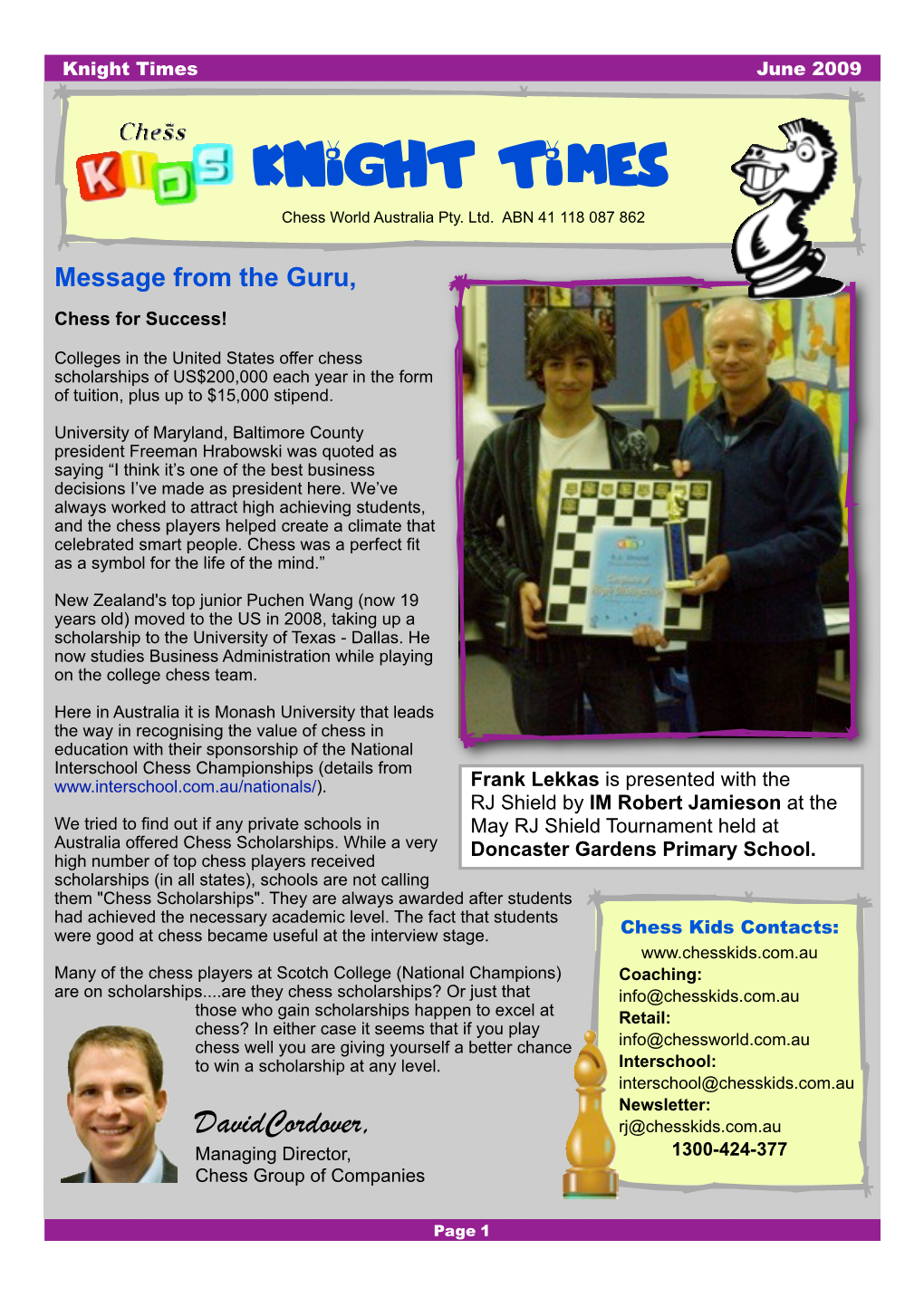 Chess Kids Newsletter June 09Phsmall