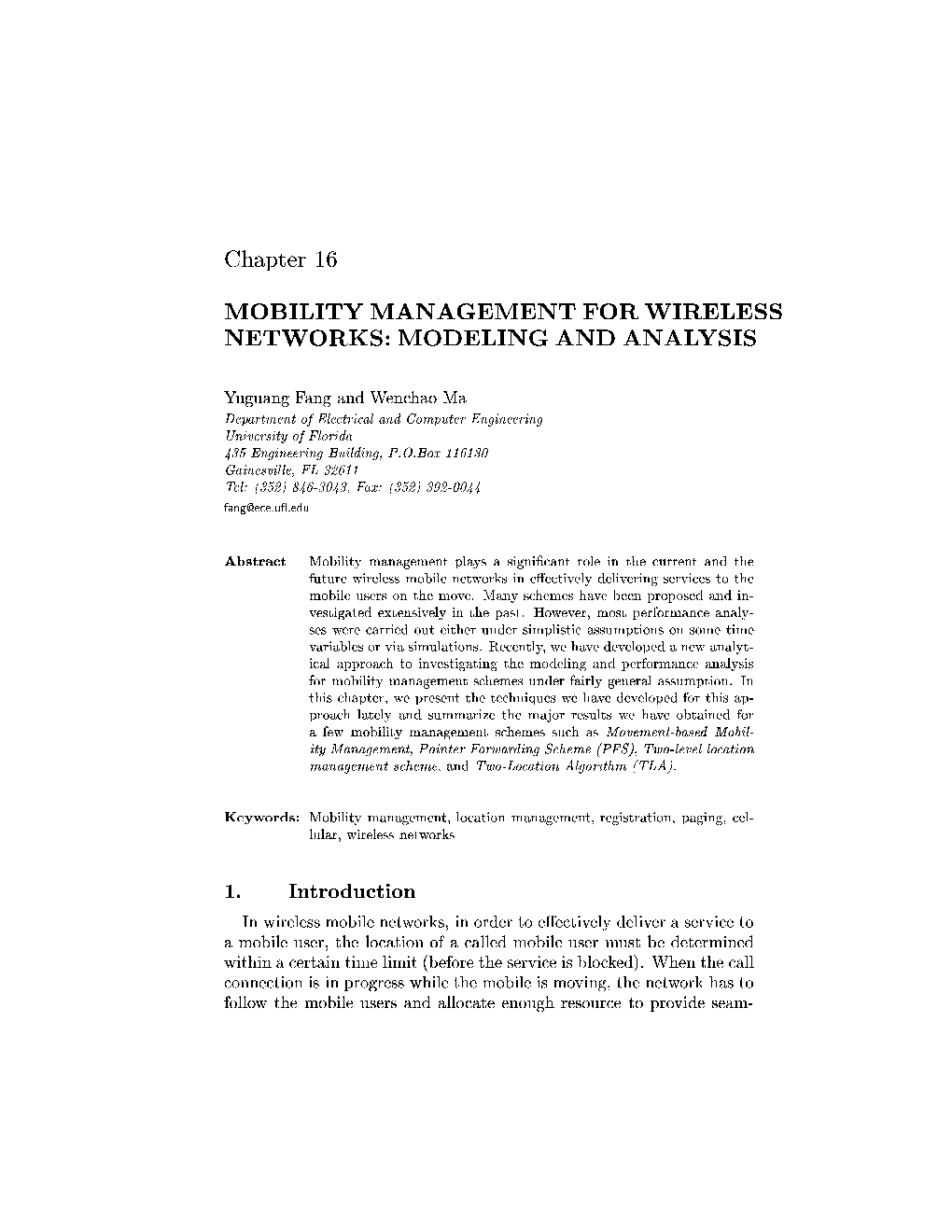 Mobility Management for Wireless Networks: Modeling and Analysis